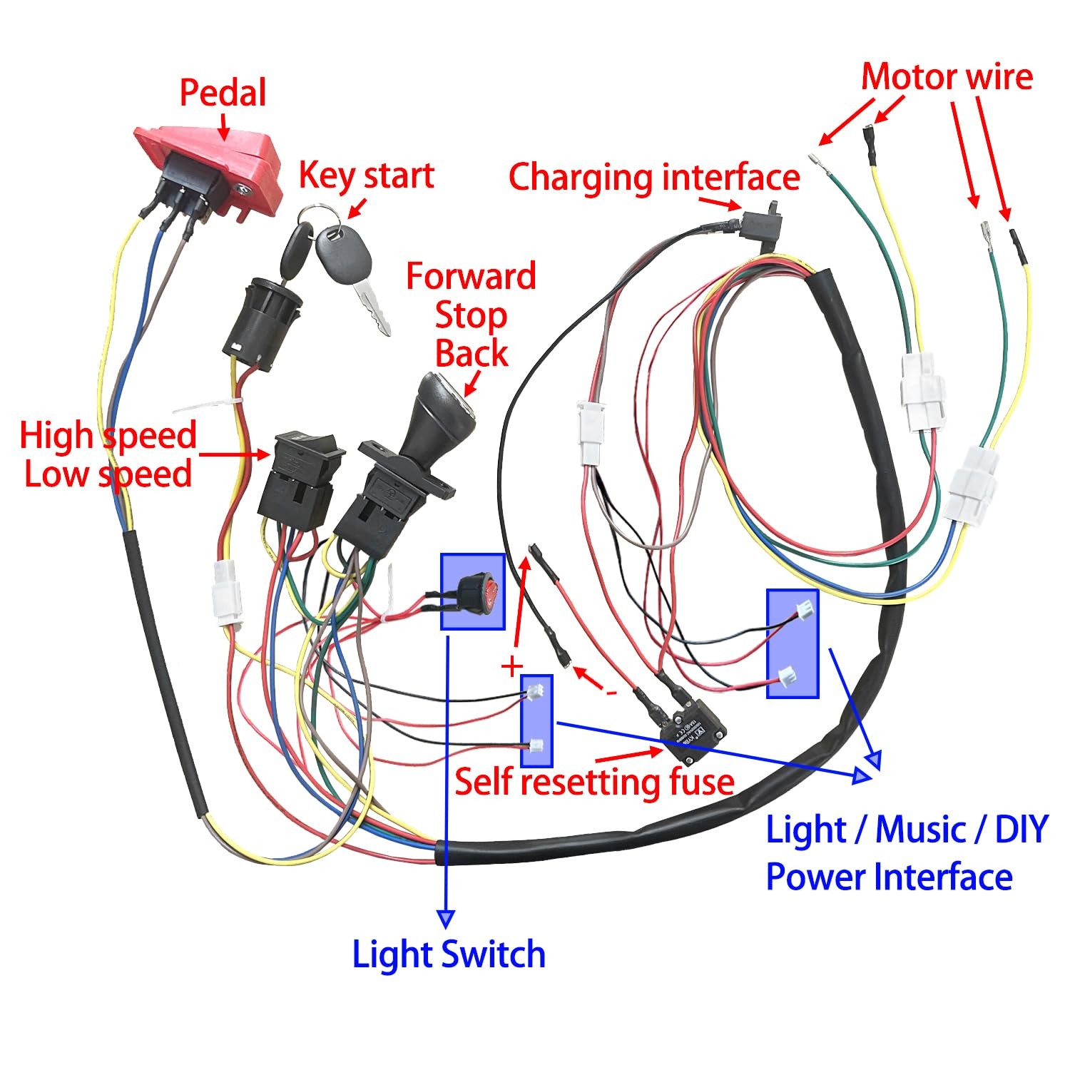 6V 12V 24V DIY Wire Harness Electric Conversion Kit for Kid’s Ride On Toys…