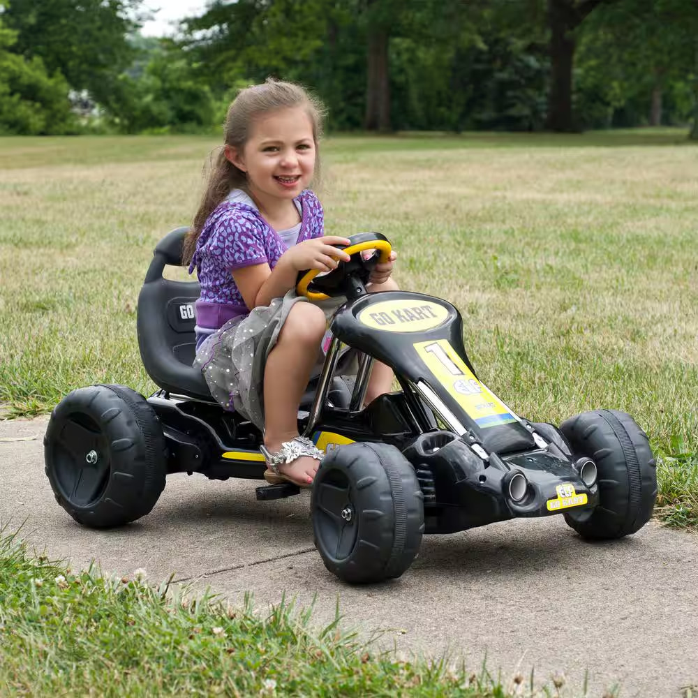 Go Kart Kids Ride-On 4-Wheel Pedal Car with Racing Decals