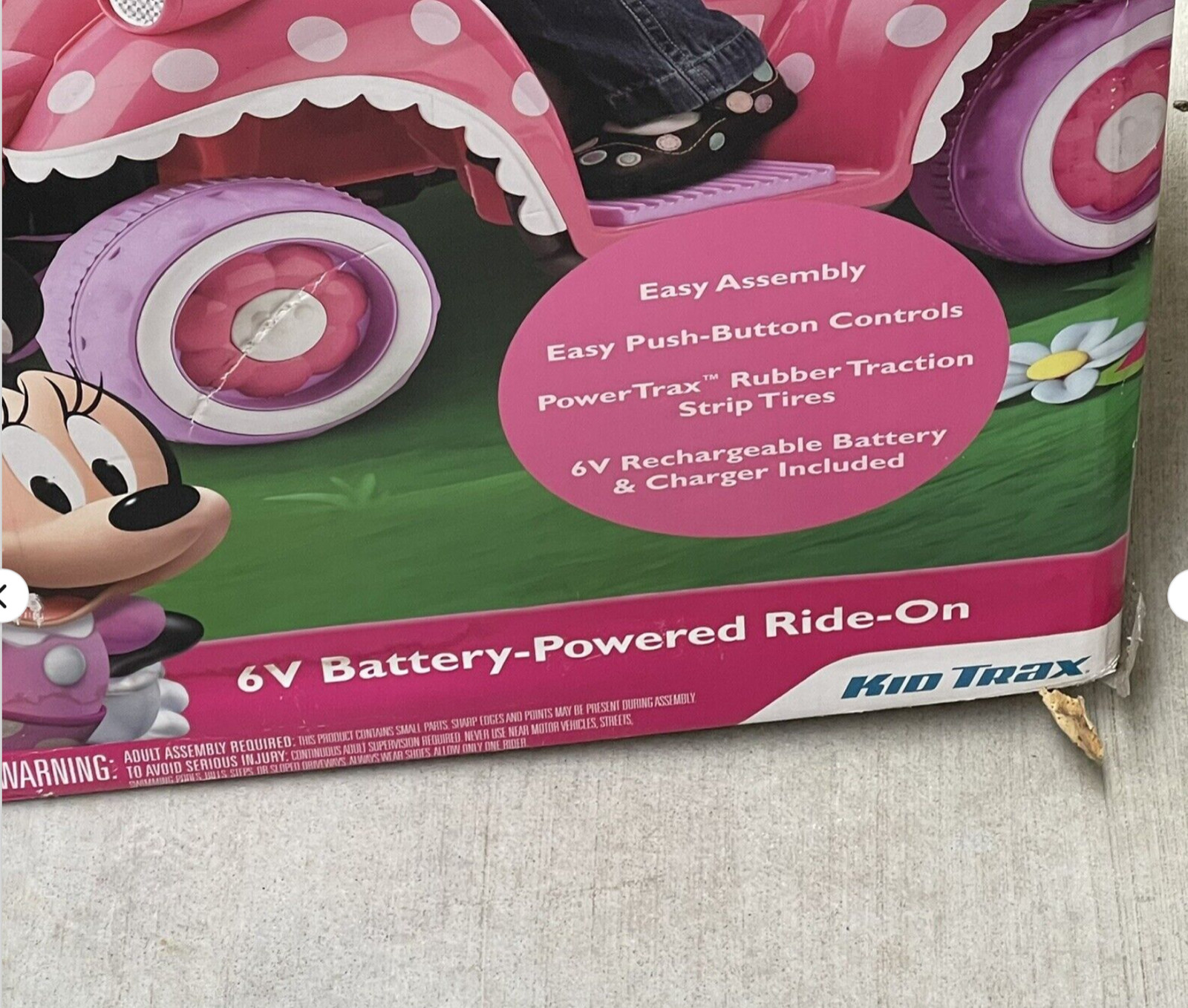 New Disney Junior Minnie Mouse 6V Battery-Powered Ride-On Kids Power Trax 18m+