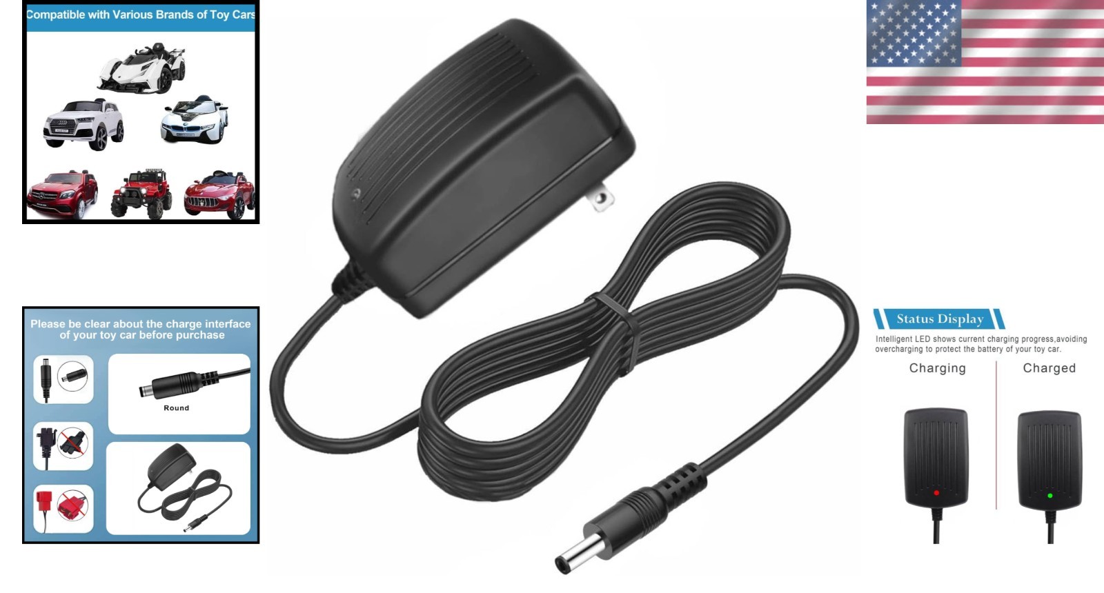 Lightweight 12Volt Charger for Electric Ride-On Cars – Short Circuit Protection