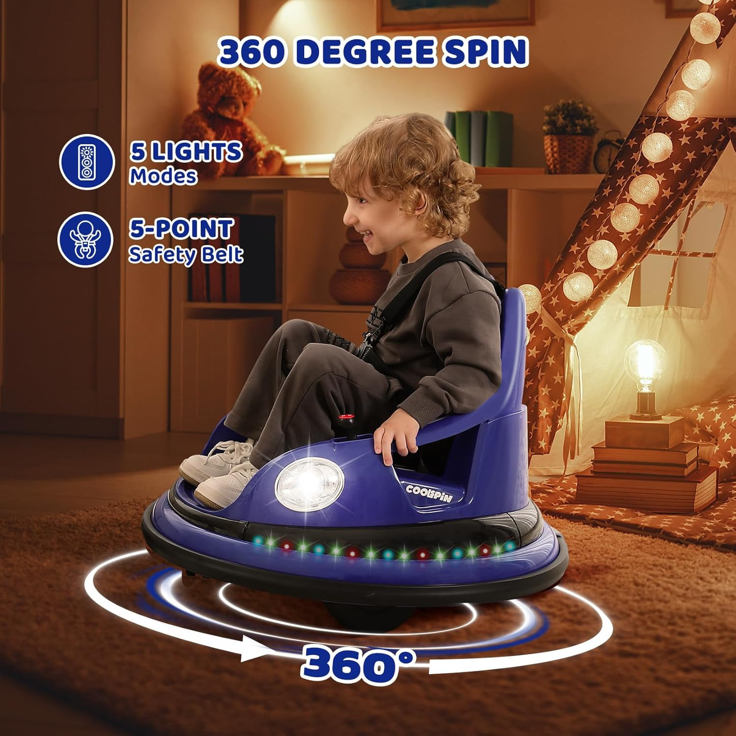 Bumper Car, 1.9MPH Max, 12V Electric Car for Kids W/Parent Remote, Bluetooth Rid