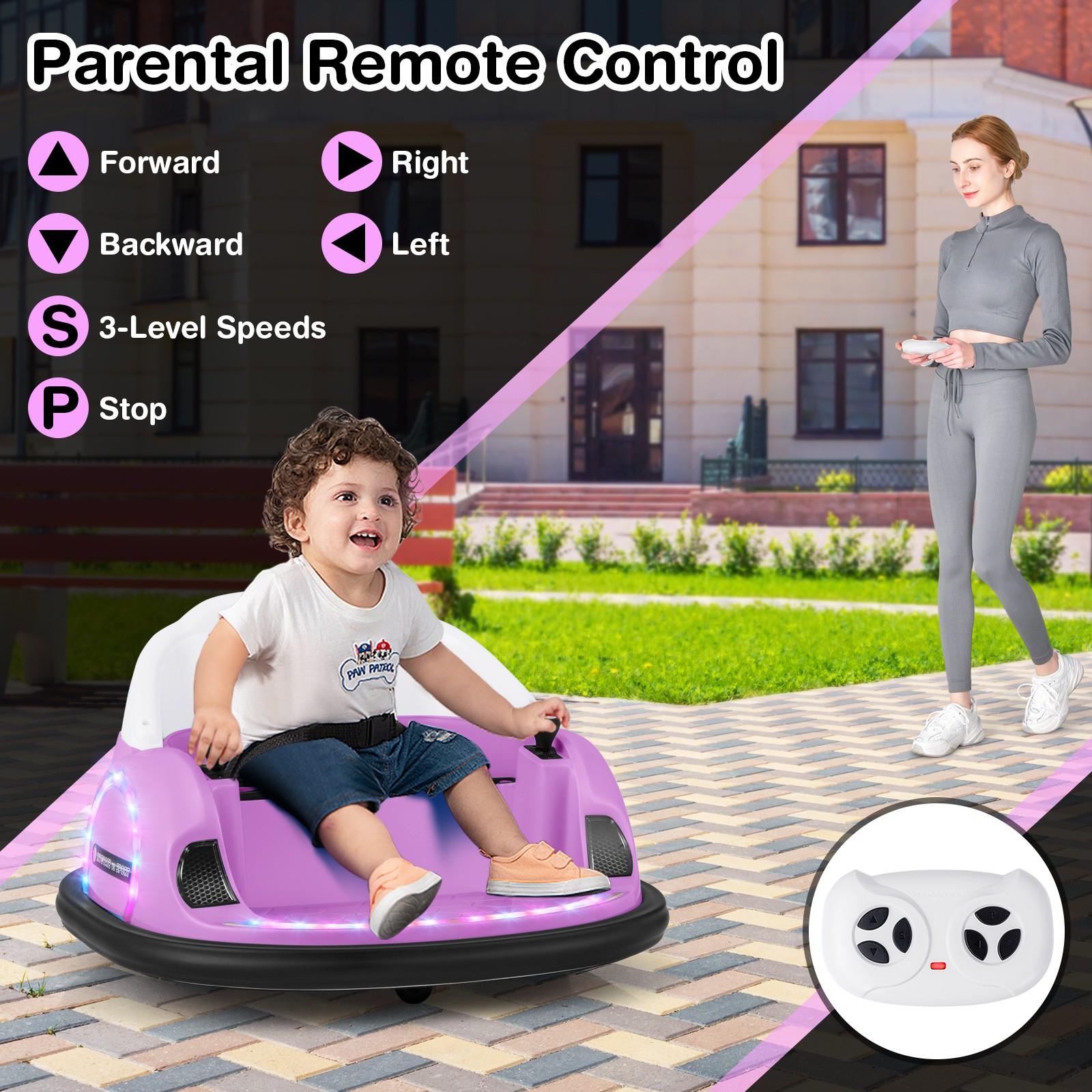 12V Electric 360° Spin Car Toy Ride on Bumper Car for Toddlers w/ Remote Control