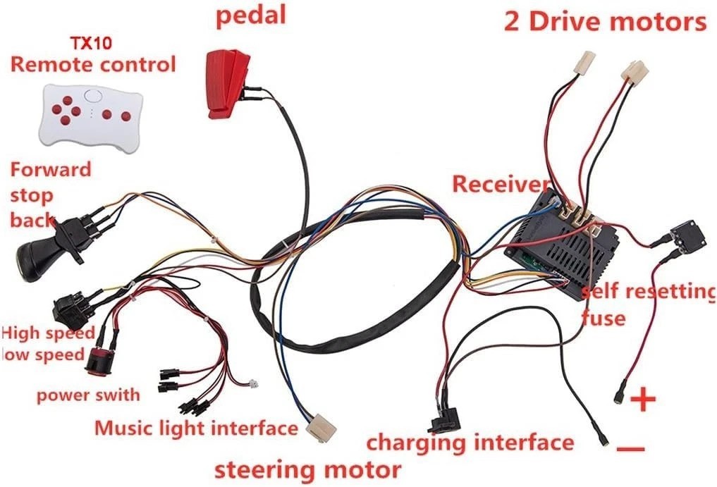 12 Volt Children Electric Car DIY Modified Wires and Switch Kit,with 2.4G Blu…