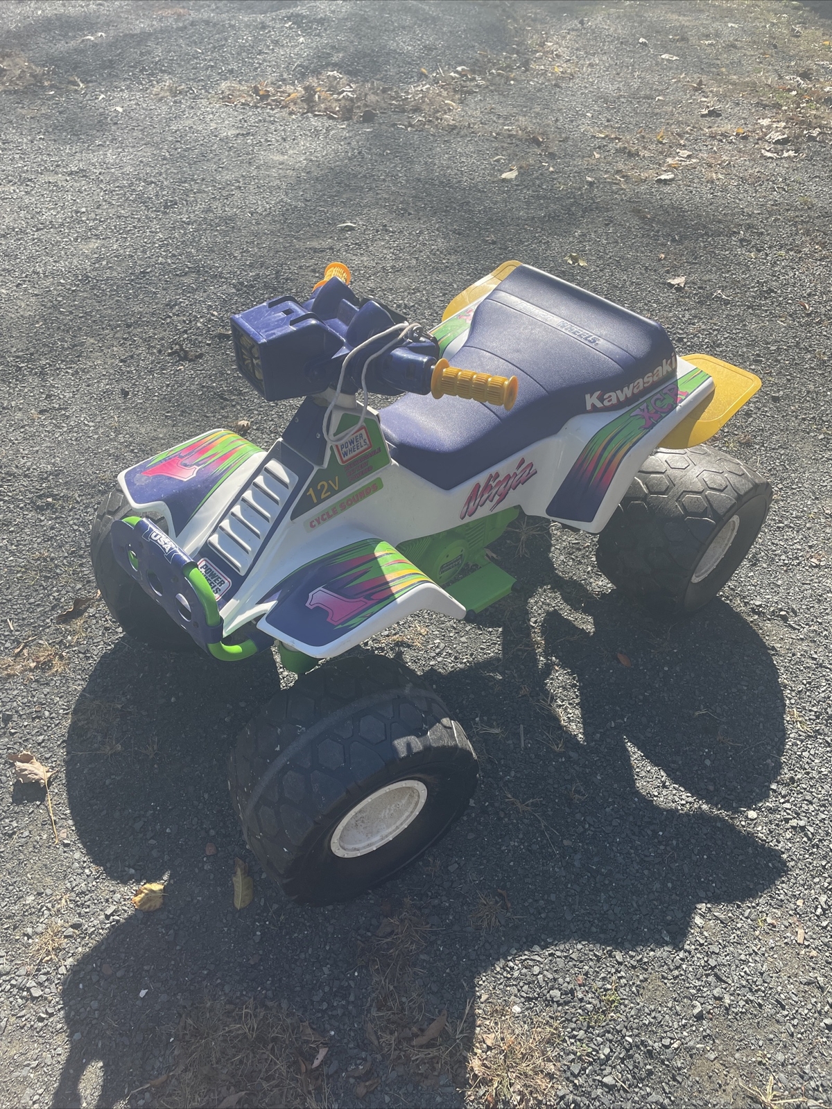 Vtg 90s Kawasaki Ninja XCR Power Wheels Ride-On Quad Neon Kids Rare Car Retro
