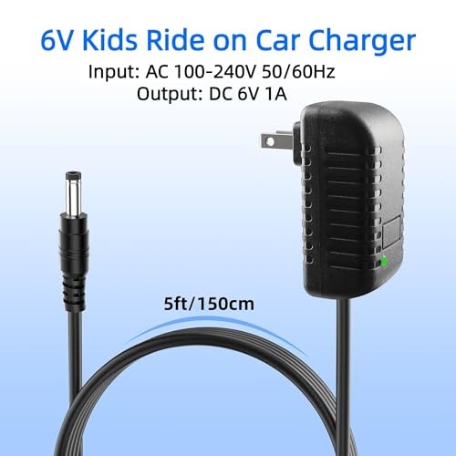 6V Battery Charger for Ride On Car Toys, 6 Volt Universal Ride On Car Charger