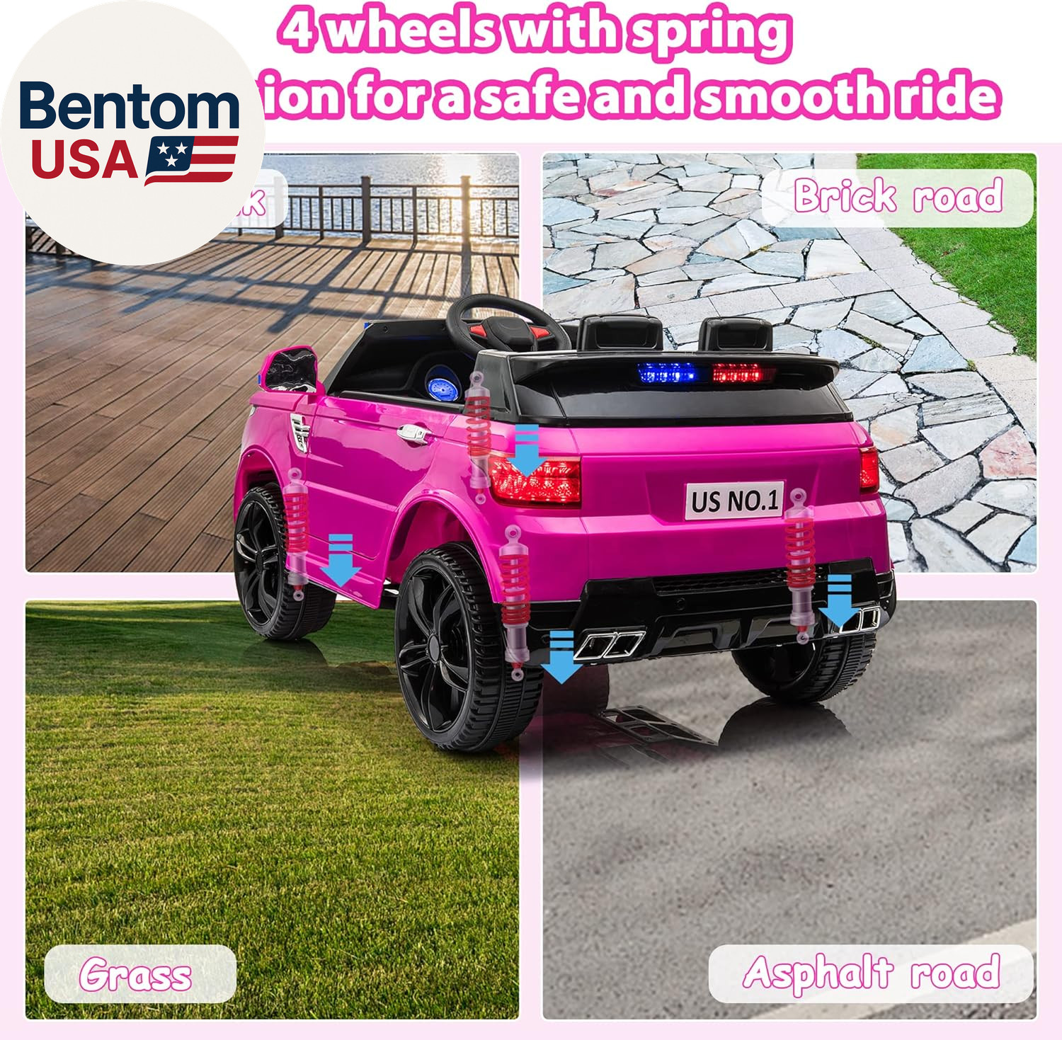 Police Cars for Kids Electric Car 12V Childrens Powered Ride Ons for Toddlers C