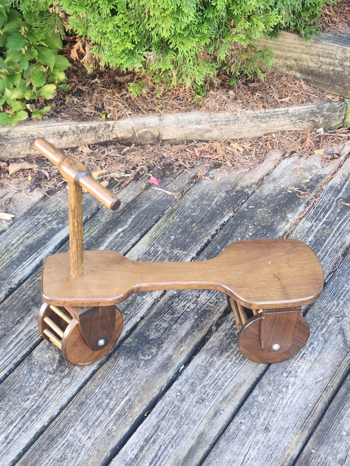 Wood Scooter Handmade Ride On Toy Ping Pong Ball Noise Maker Vintage Folk Art
