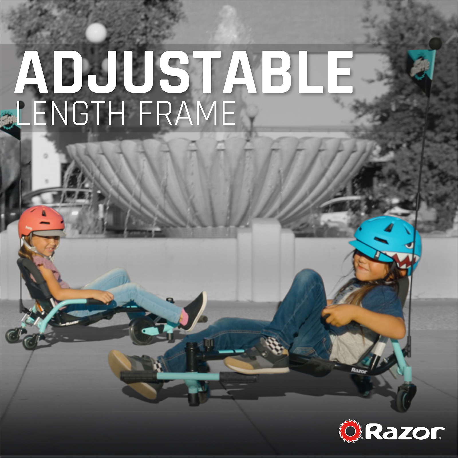 Crazy Cart Kid Powered Drifting Go Kart Ride On for Ages 4+ Adjustable Frame