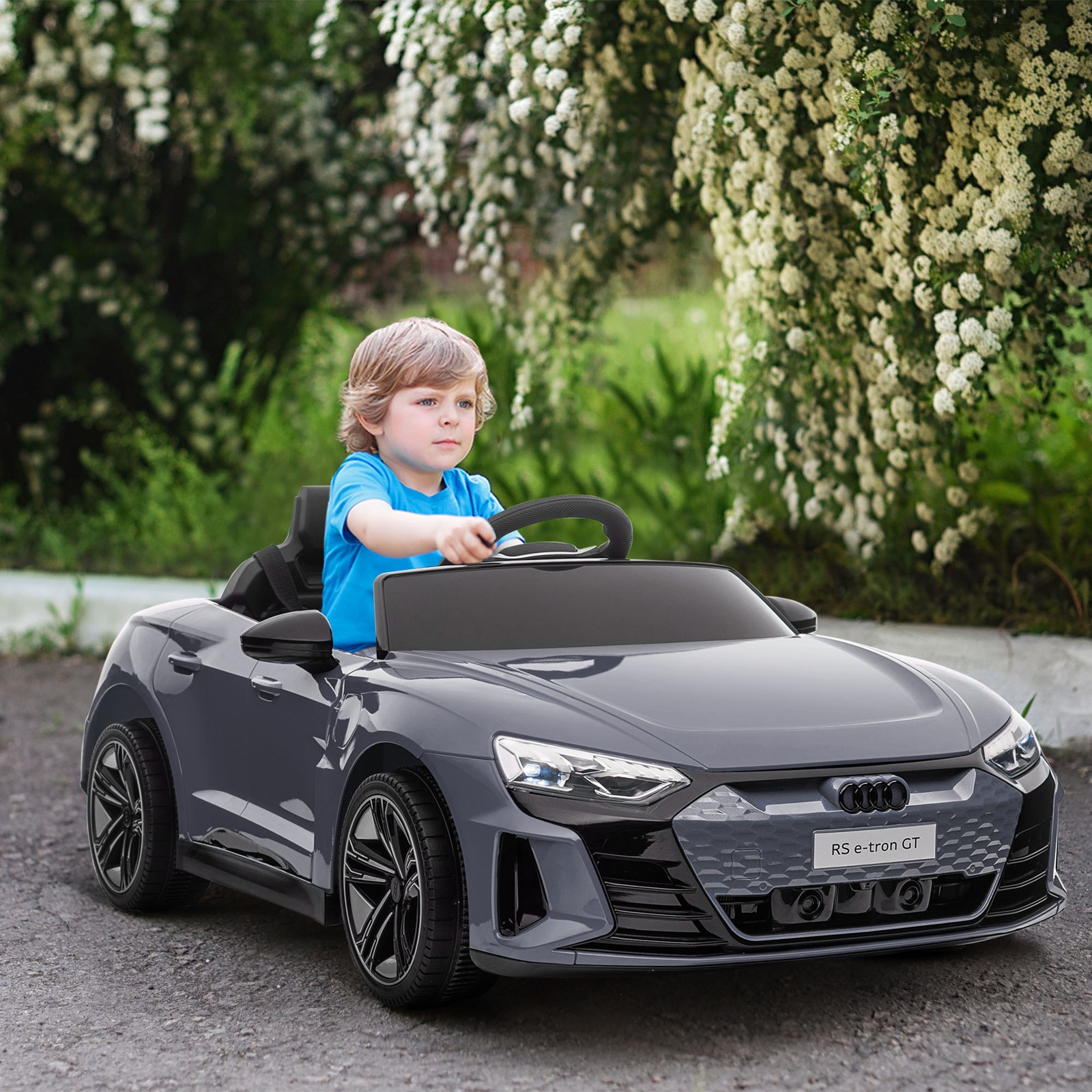 12V Kids Electric Ride On Car, Licensed Audi with Remote, Gray