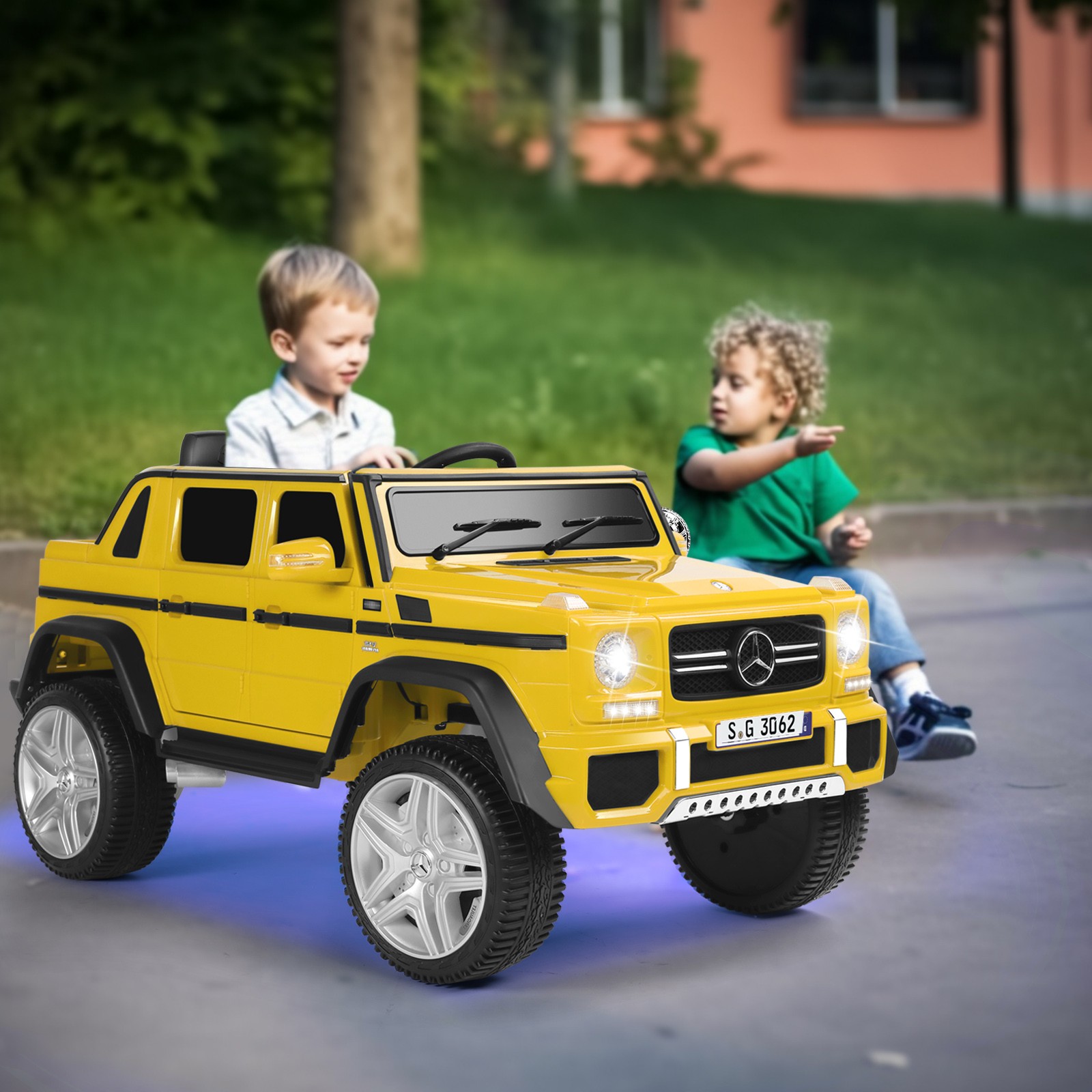 New 12V Battery Kids Yellow Ride On Mercedes-Benz Car w/3 Speed,LED,Music,Remote