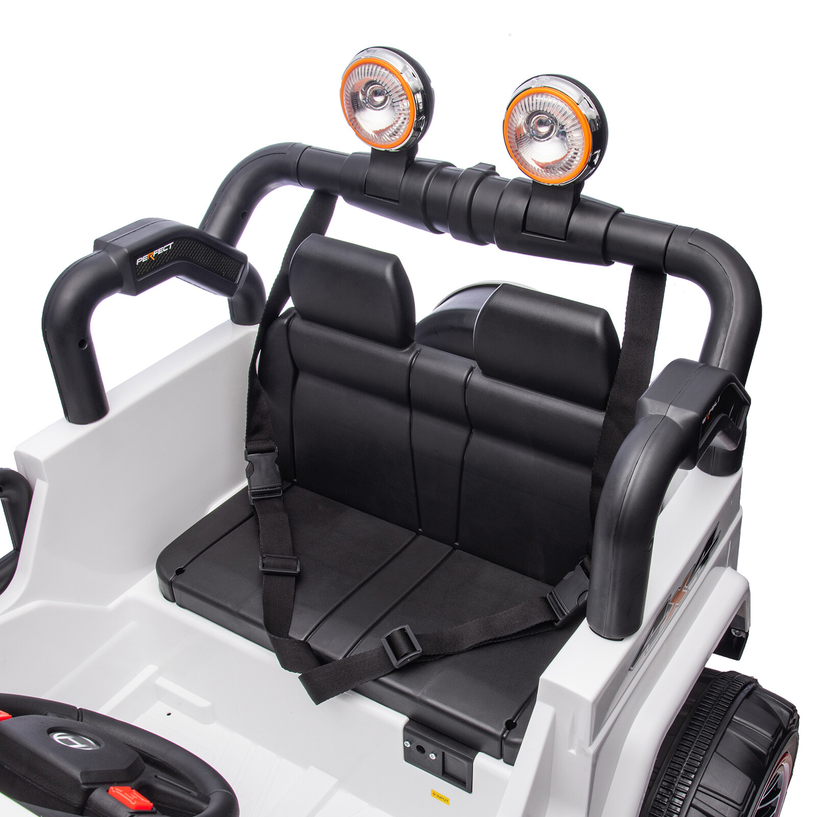 White Two Seater 12V Battery Kids Ride On Car Truck with 3 Speeds,LED,MP3,Remote
