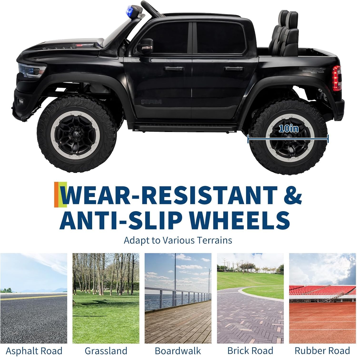 12V Kids Ride On Car with Remote Control,Electric Pickup Truck with Police Light