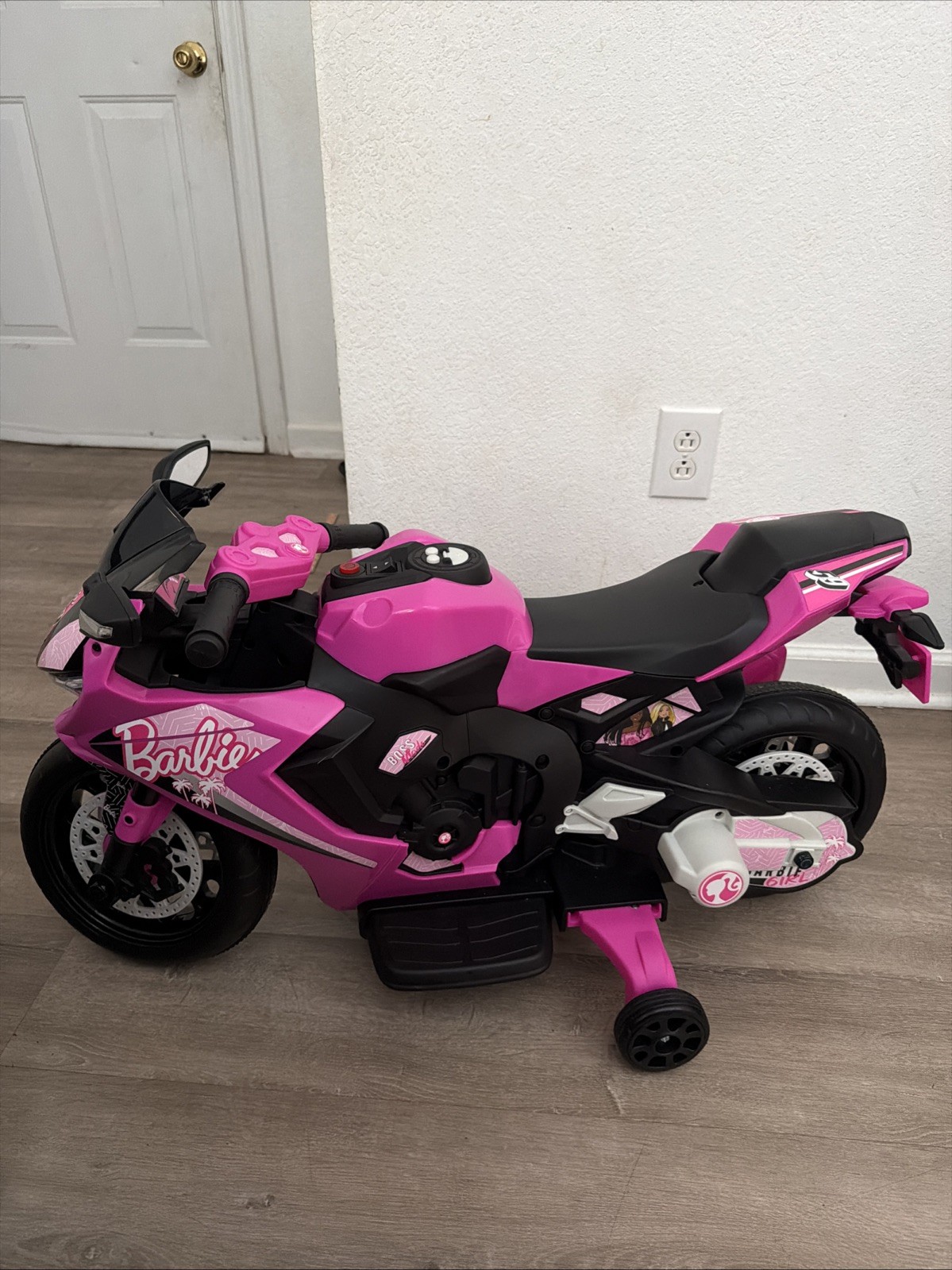 6V Barbie Motorcycle Ride on, Max 1 mph, for Kids Ages 3+ Years, by Flybar