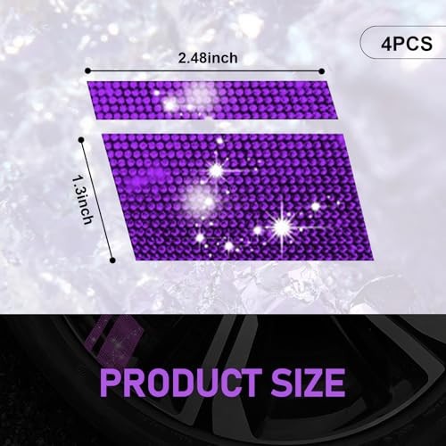 4 PCS Car Wheel Rim Decal, Diamond Encrusted Shiny Sticker Fits 18″ – Purple
