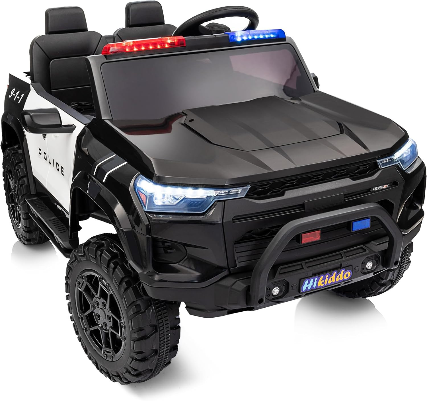 24V 10Ah Electric Police Car Ride on Toy for Big Kids, 4WD 2 Seater Kids Ride on