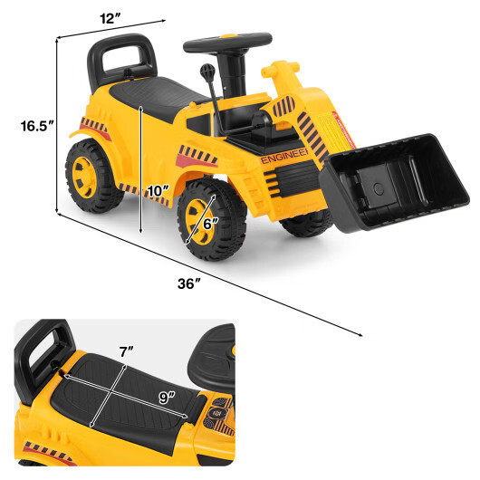 Excavator Digger Toy with Adjustable Bucket-Yellow – Color: Yellow