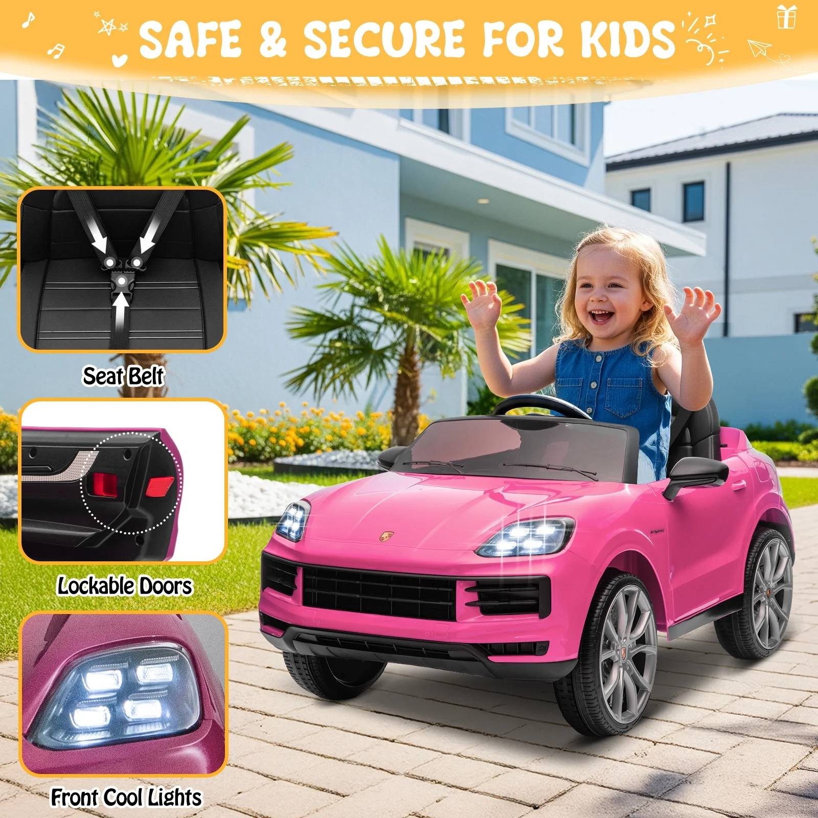 12V Licensed Porsche Cayenne Electric Ride on Car Toy for 3-5 years Kid Toddler