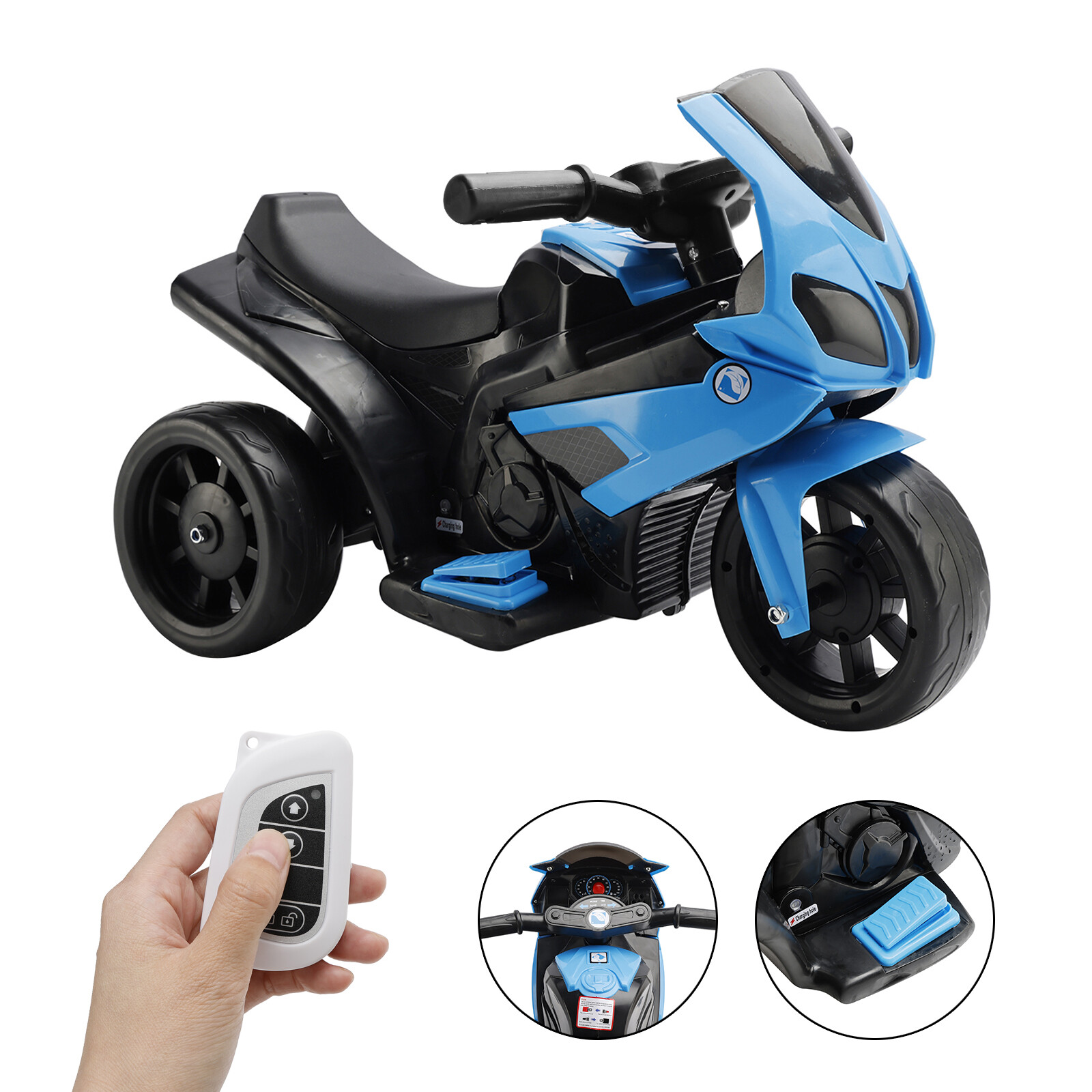 3Wheel 6V Kid Ride On Motorcycle Electric Toy With Remote Control LED Light#