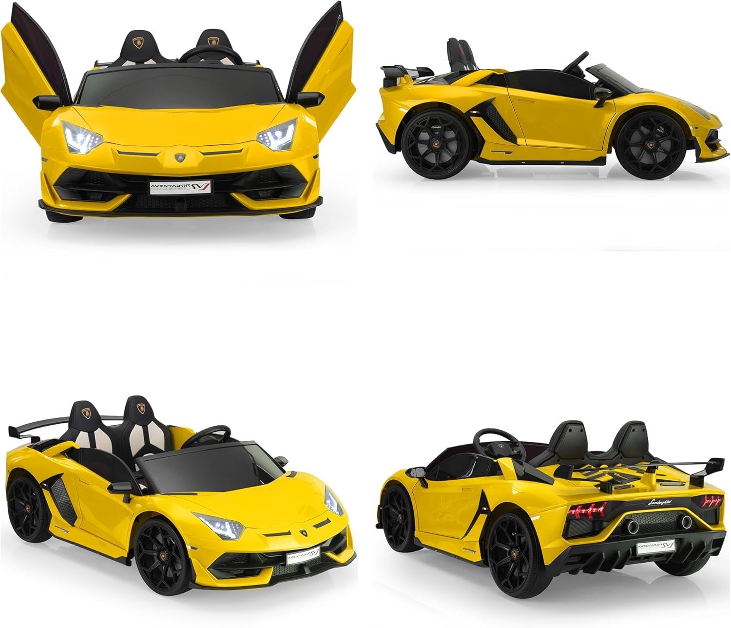 TOBBI 24V Ride on Car 2-Seater PU Leather Lamborghini Drift Sports Car for Kids