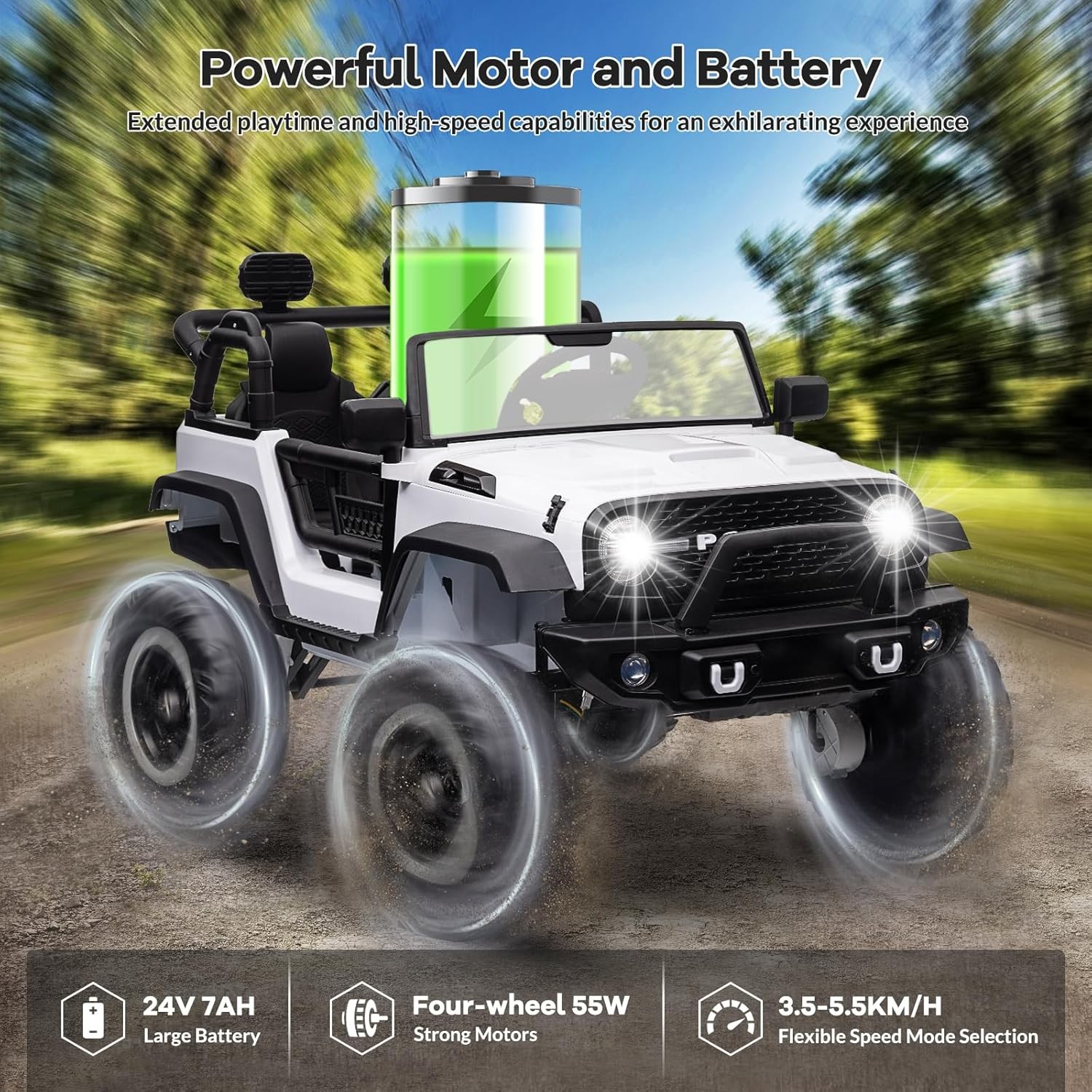 24V Electric Kids Ride On Cars with Remote Control 2 Seats Truck Toys Gifts