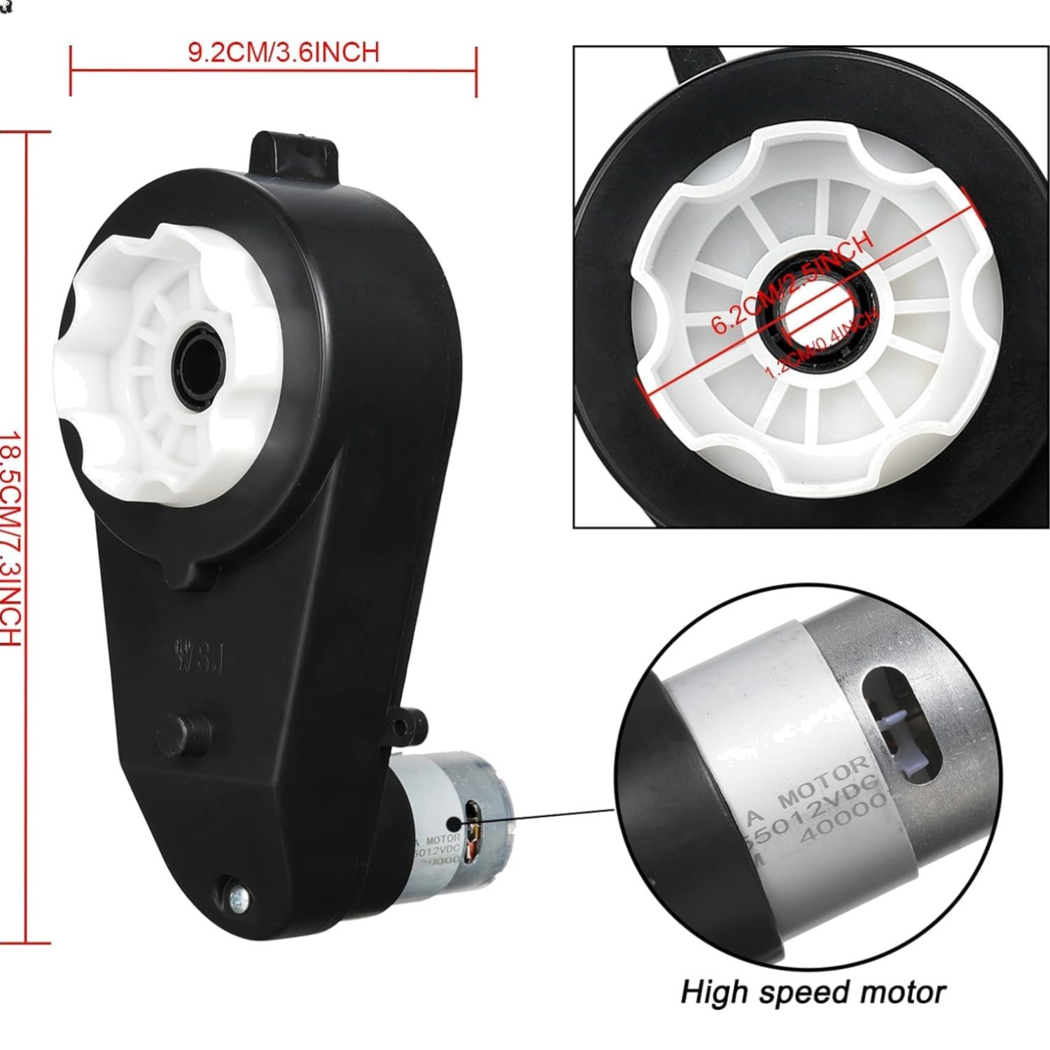 12V Ride On Upgrade Motor Gearbox 2Pcs12V RS550 40000RPM Powered Wheels Elect…