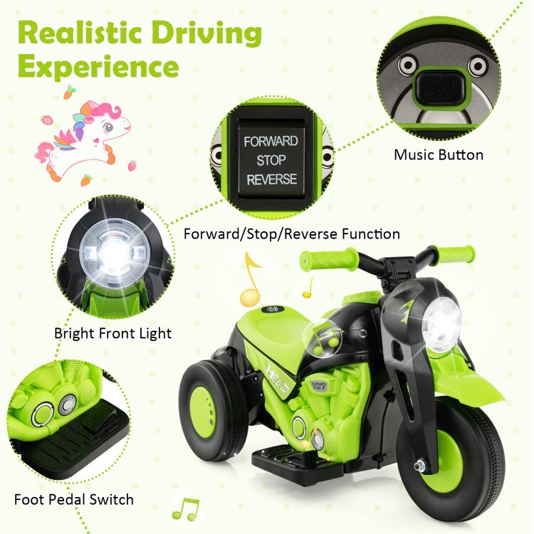 6V Battery Kids Ride on Electric Motorcycle Gift Kids w/Bubble Maker and Music