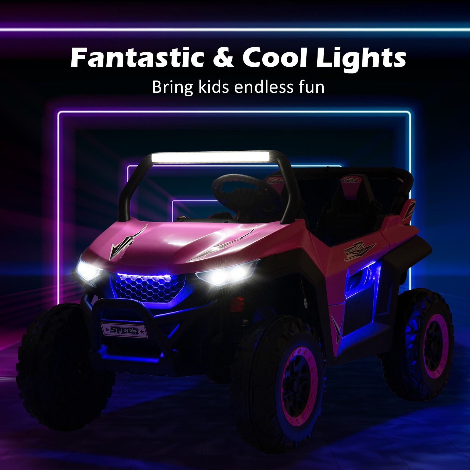 2-Seater Kids 12V Ride On UTV RC Electric Vehicle Suspension w/ Lights & Music
