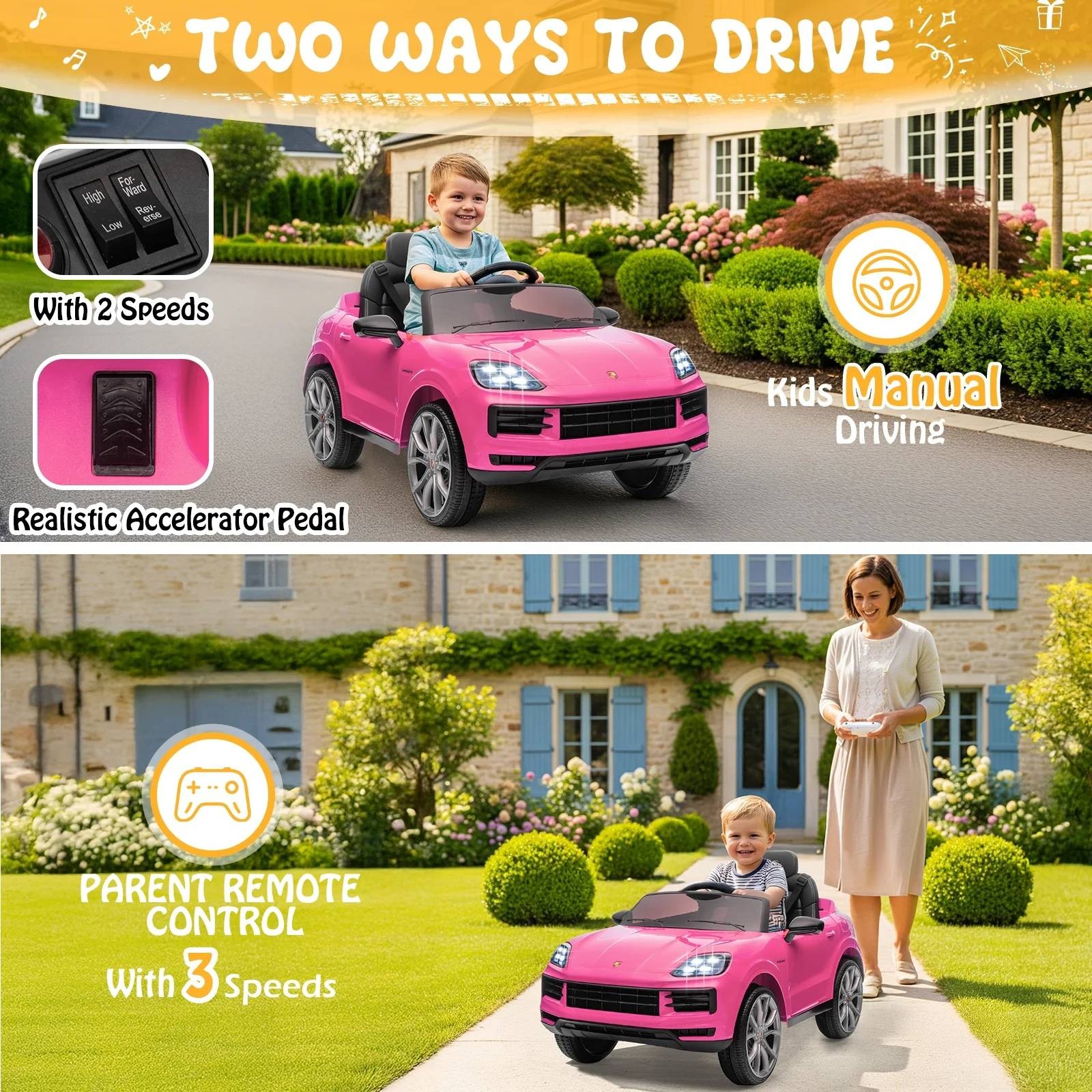 12V Licensed Porsche Cayenne Electric Ride on Car Toy for 3-5 years Kid Toddler