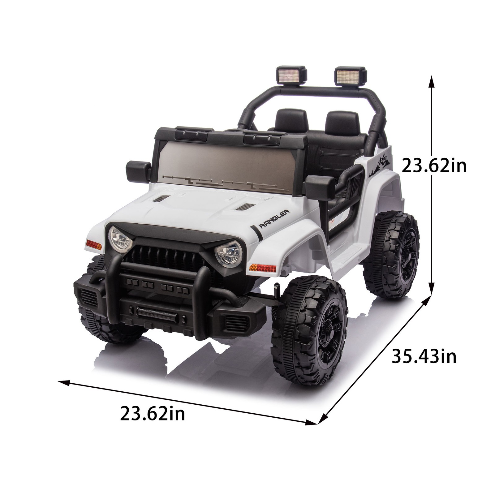 12V Kids Ride On Car Dual Drive 4 wheel With Bluetooth USB for Kids 2-4 White