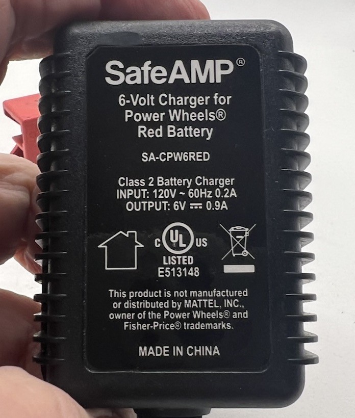 SafeAmp 6V Charger SA-CPW6RED Fisher-Price Power Wheels Red Battery 00801-0712