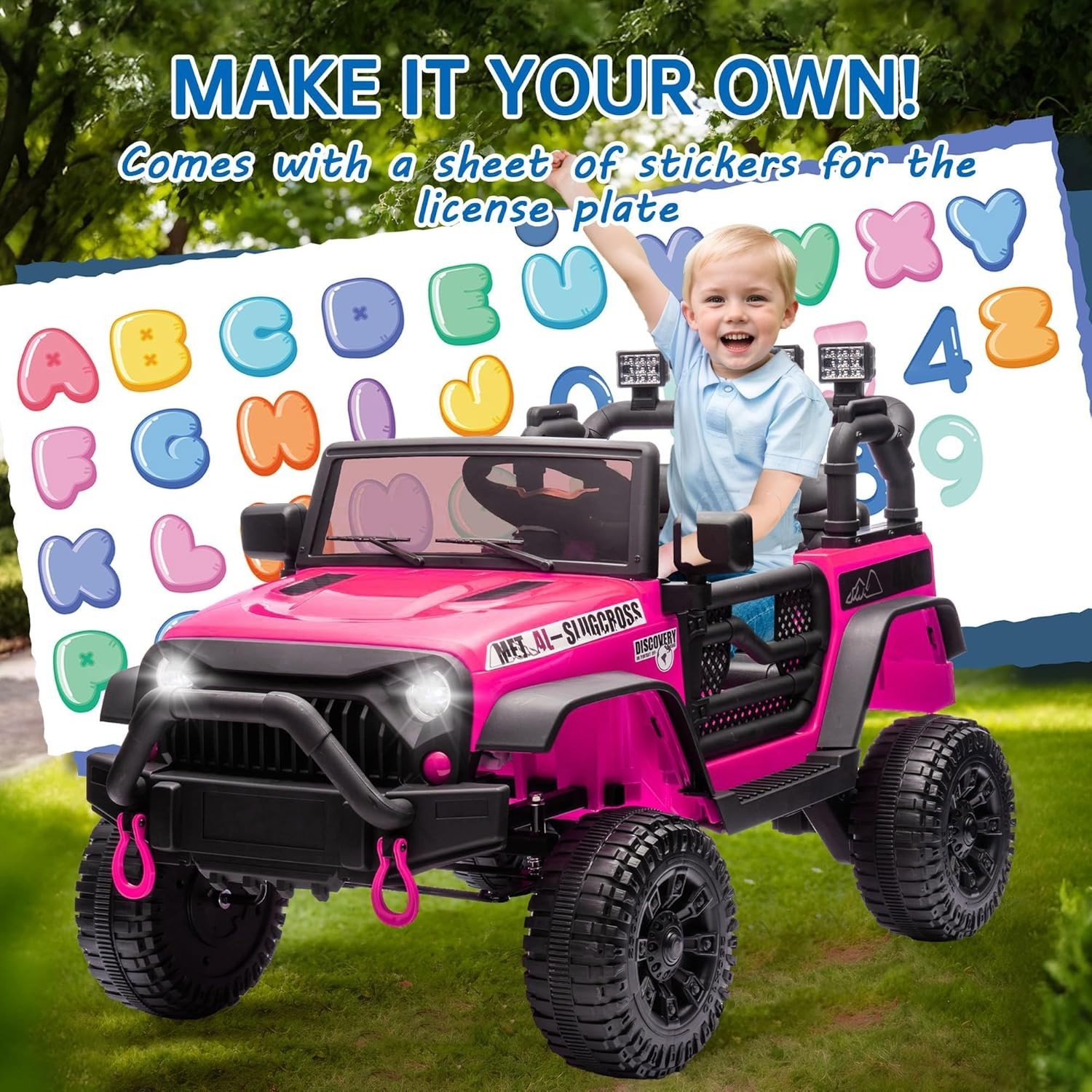 24V 400W Kids Ride on Car Electric Jeep Truck Toy Power Wheels with Remote, Rose