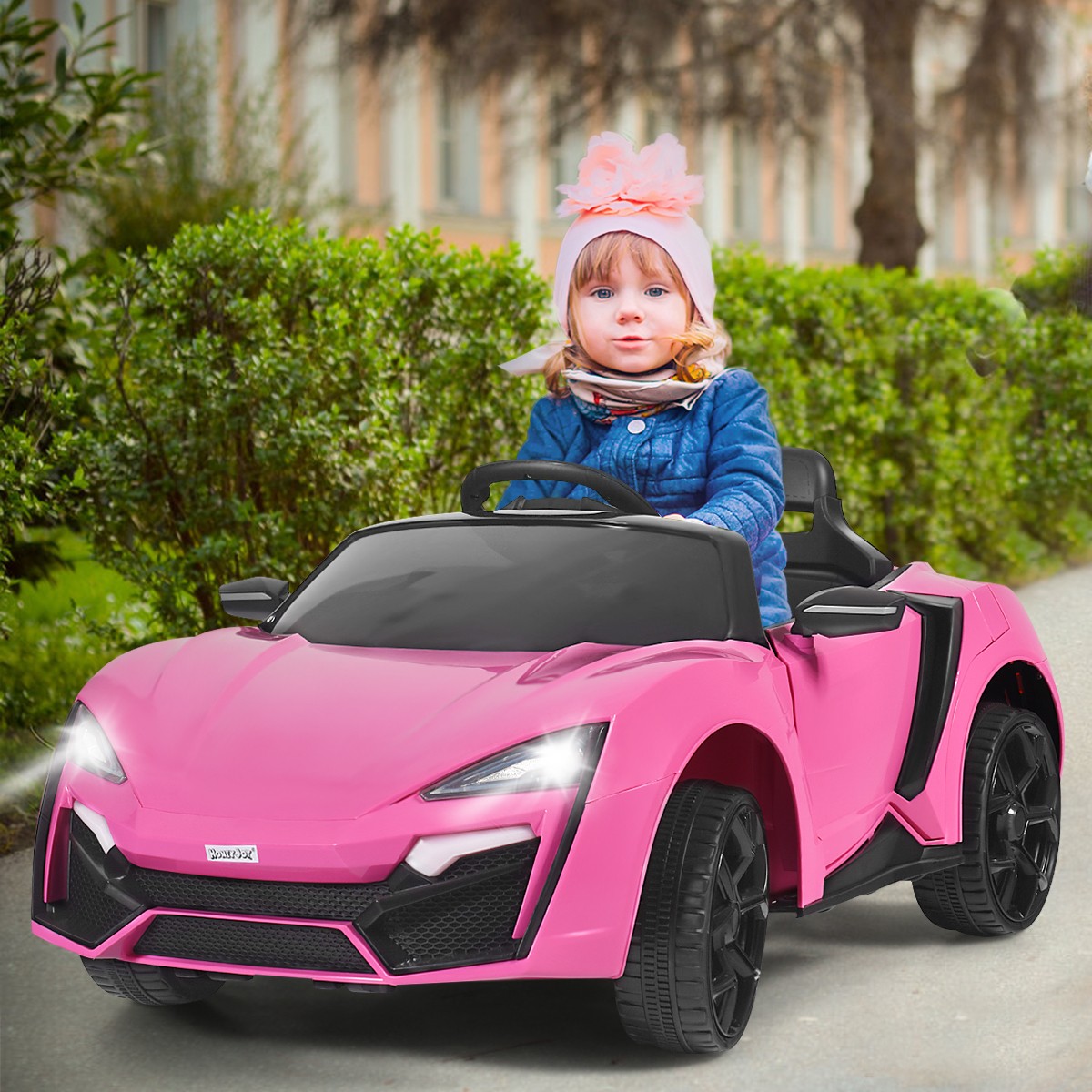12V Kids Ride On Car 2.4G RC Electric Vehicle W/ Light Music Openable Doors Pink