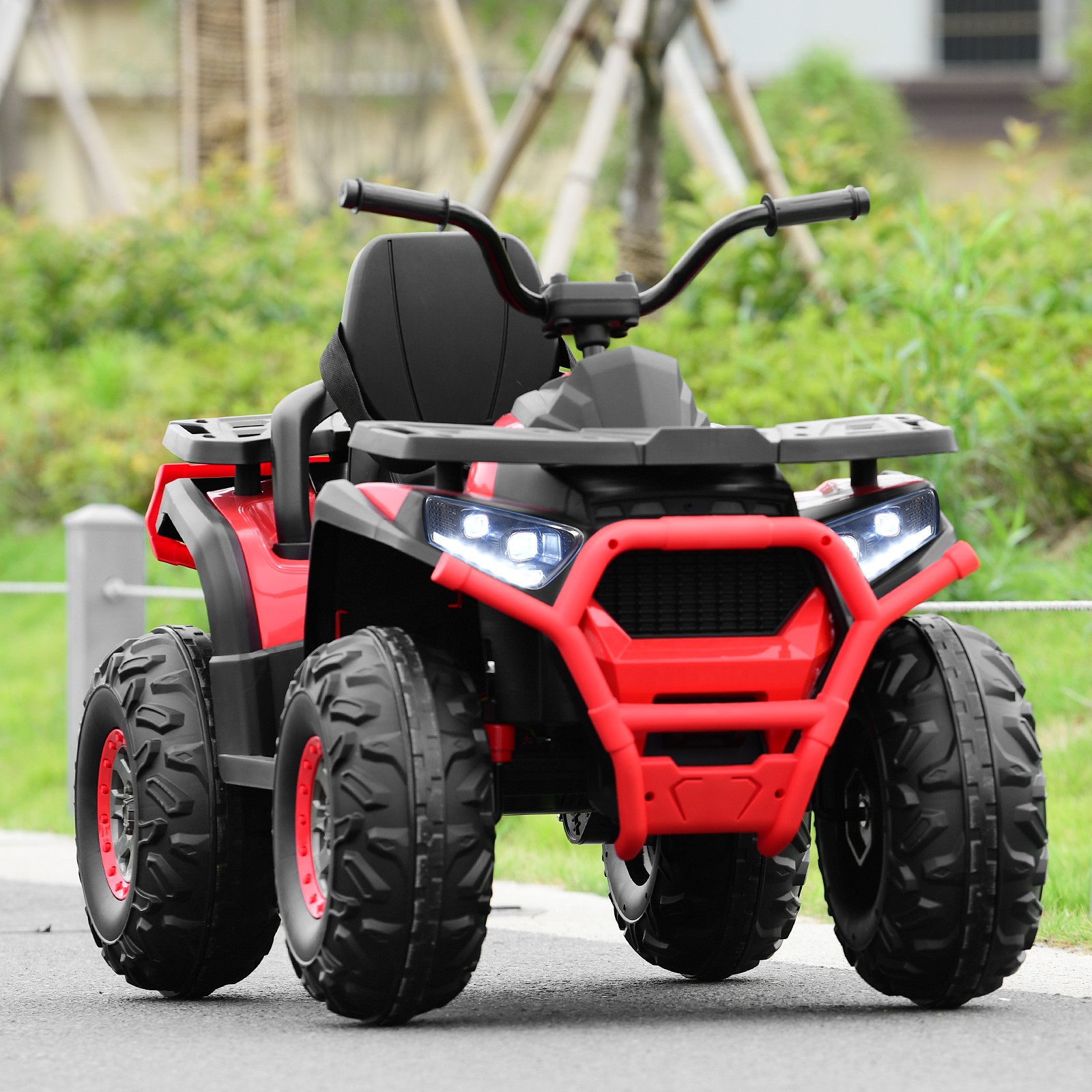 12V Kids Electric 4-Wheeler ATV Quad 2 Speeds Ride On Car w/MP3&LED Lights Red