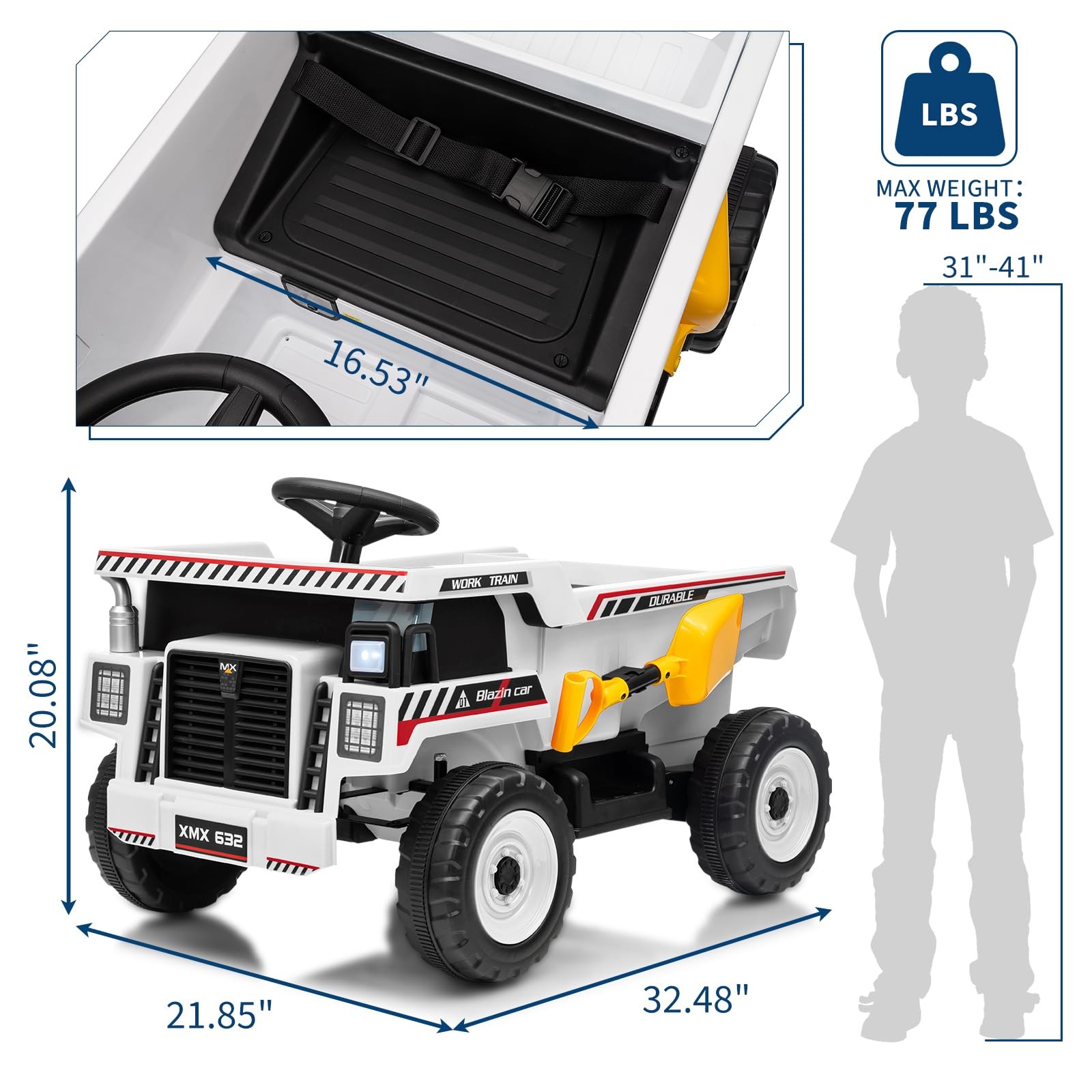 Garvee 12V Ride On Dump Truck for Kids, Ride On Car with Remote Control