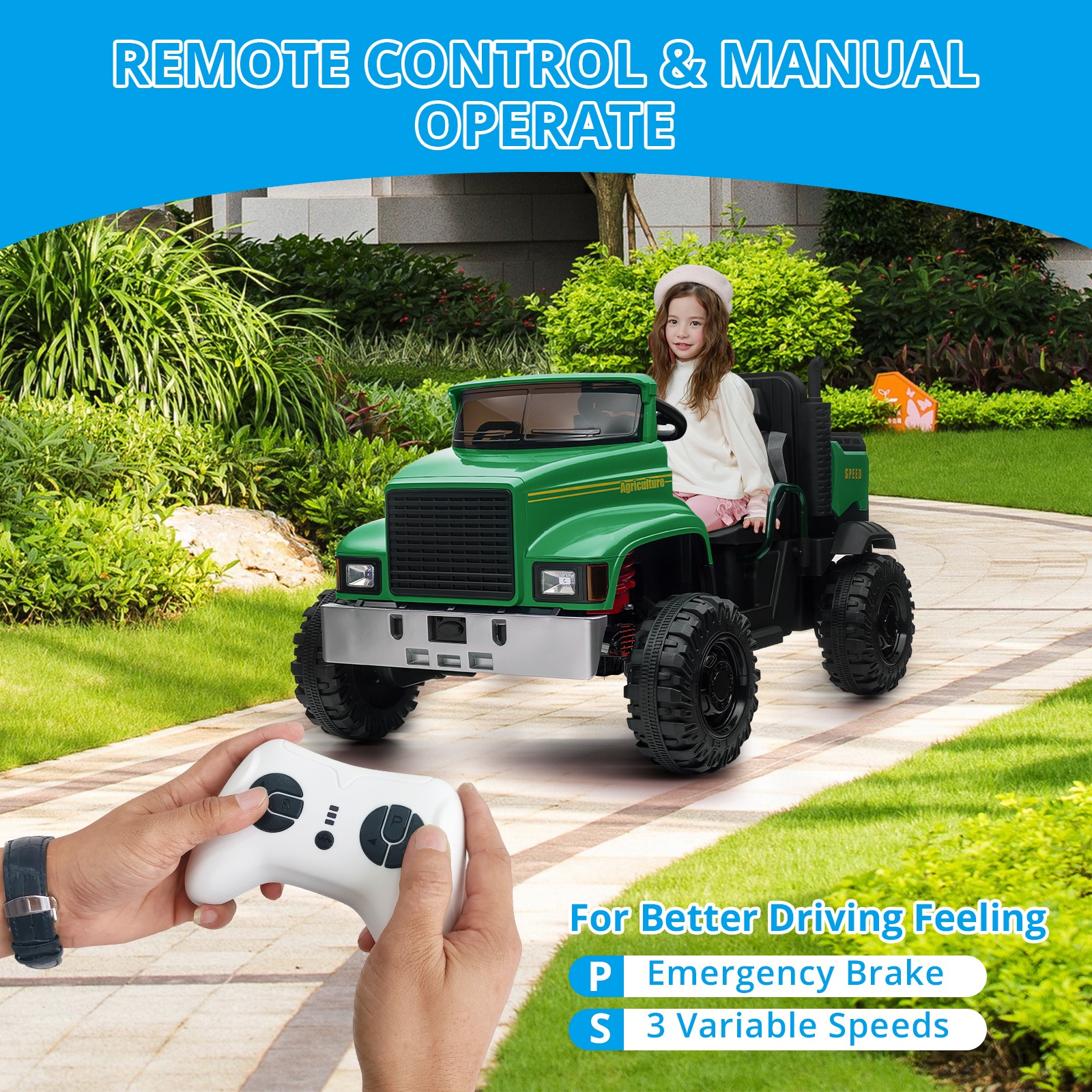 24V Electric UTV Ride-On Car with Dump Bed for Kids,4 x 200W Motors with RC New