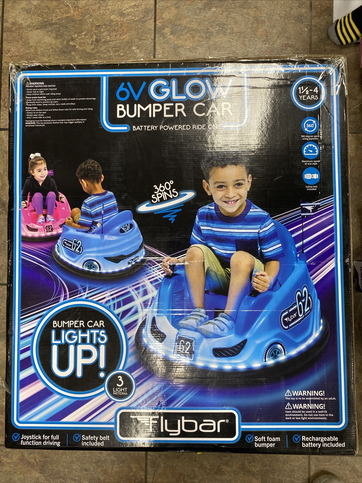 Flybar Racer Glow Bumper Car, New in Box, 6v dual controls, FREE SHIPPING