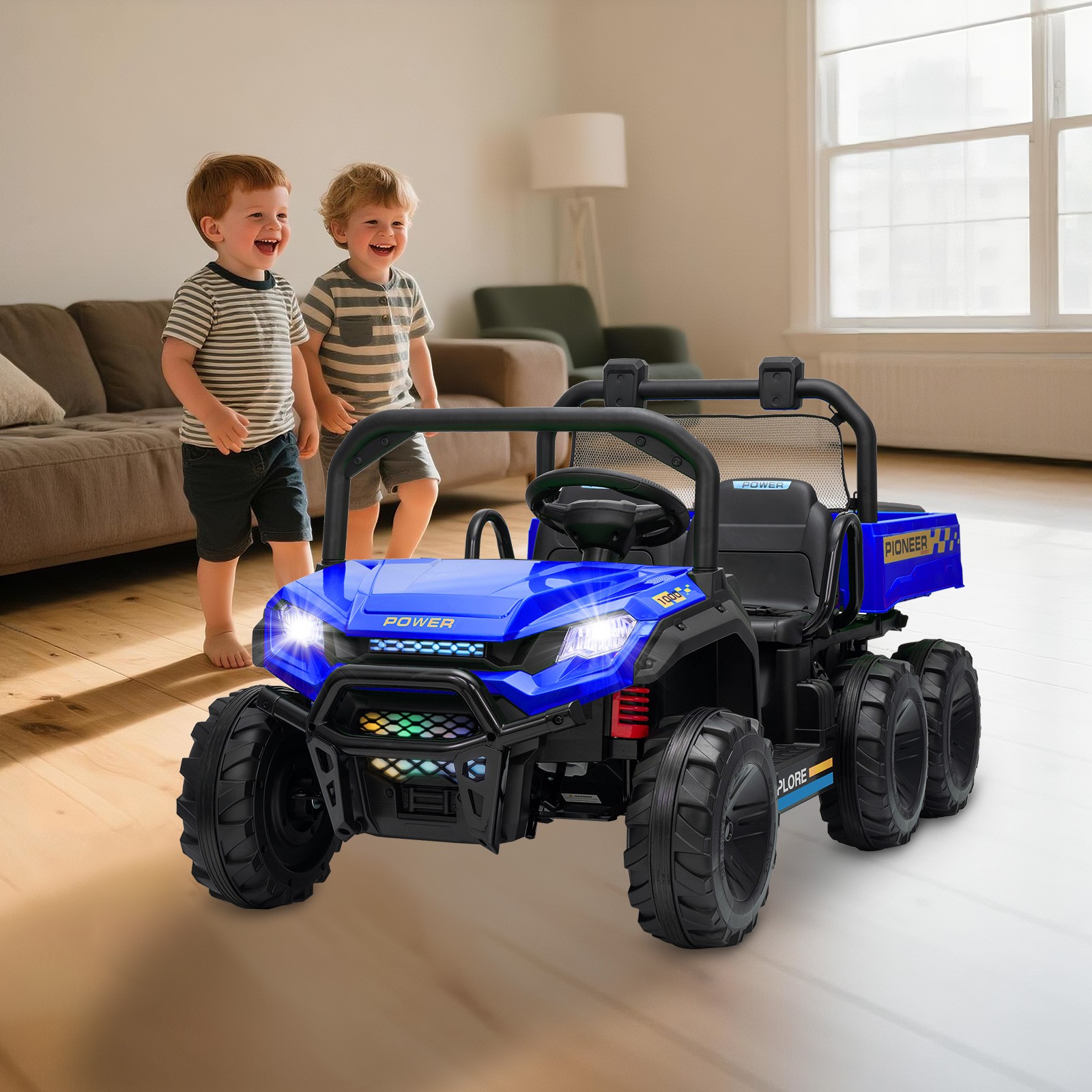 Kids 24V Electric Dump Truck 4WD 6Wheeler 2 Seater Ride on Car with Remote MP3
