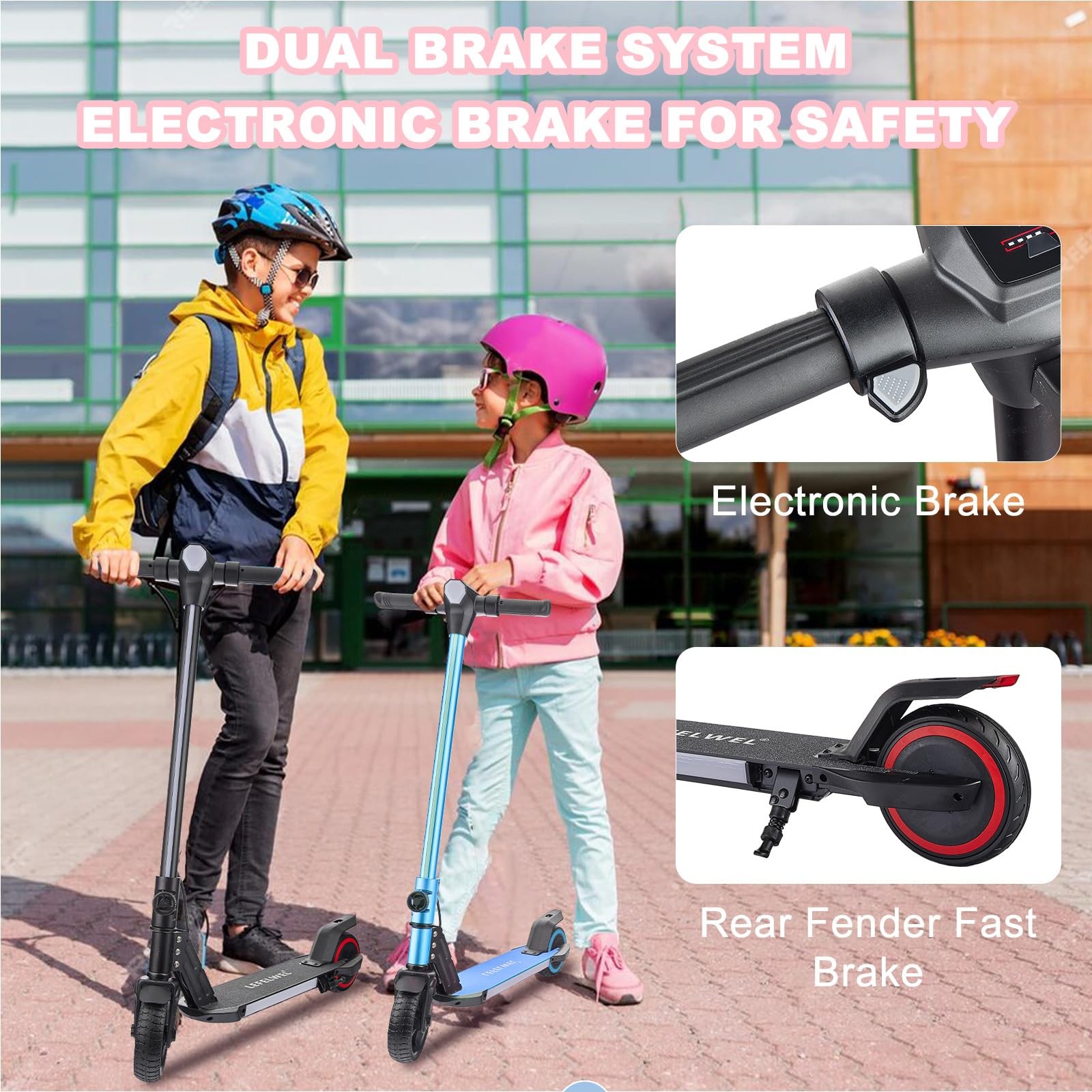 Electric Scooter for Kids Ages 6-14, 150W Motor, 4/7/11 Mph, 60 mins Ride Tim…