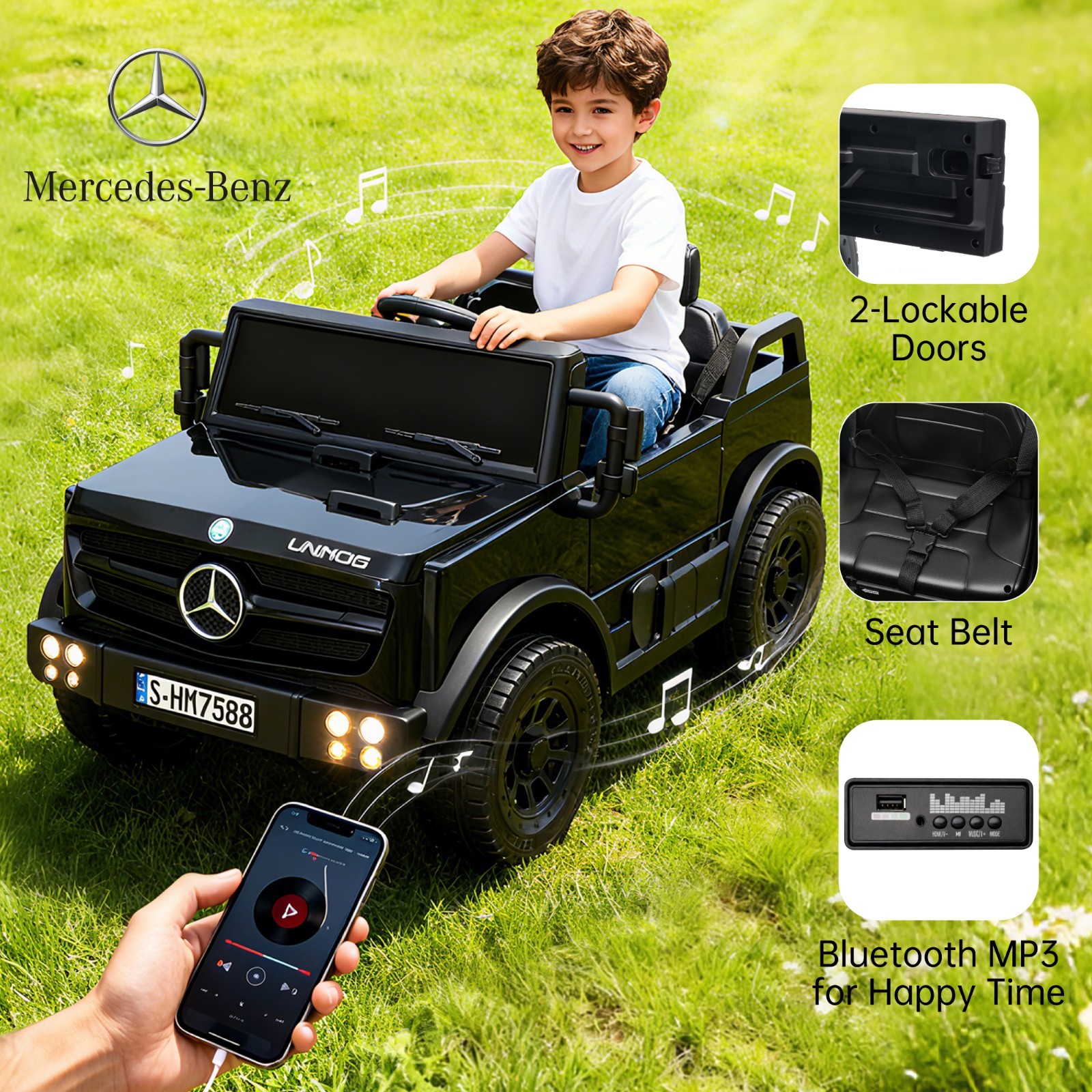 Mercedes-Benz Licensed Kids 12V Ride on Toy Electric Car with Parent Remote MP3