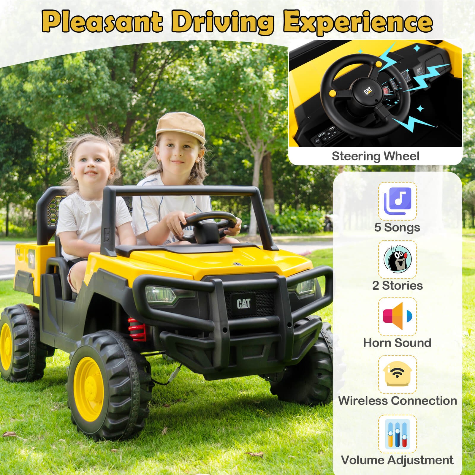24V Ride On Dump Truck w/Remote Control, Dump Bed, Shovel, Music, Soft Start