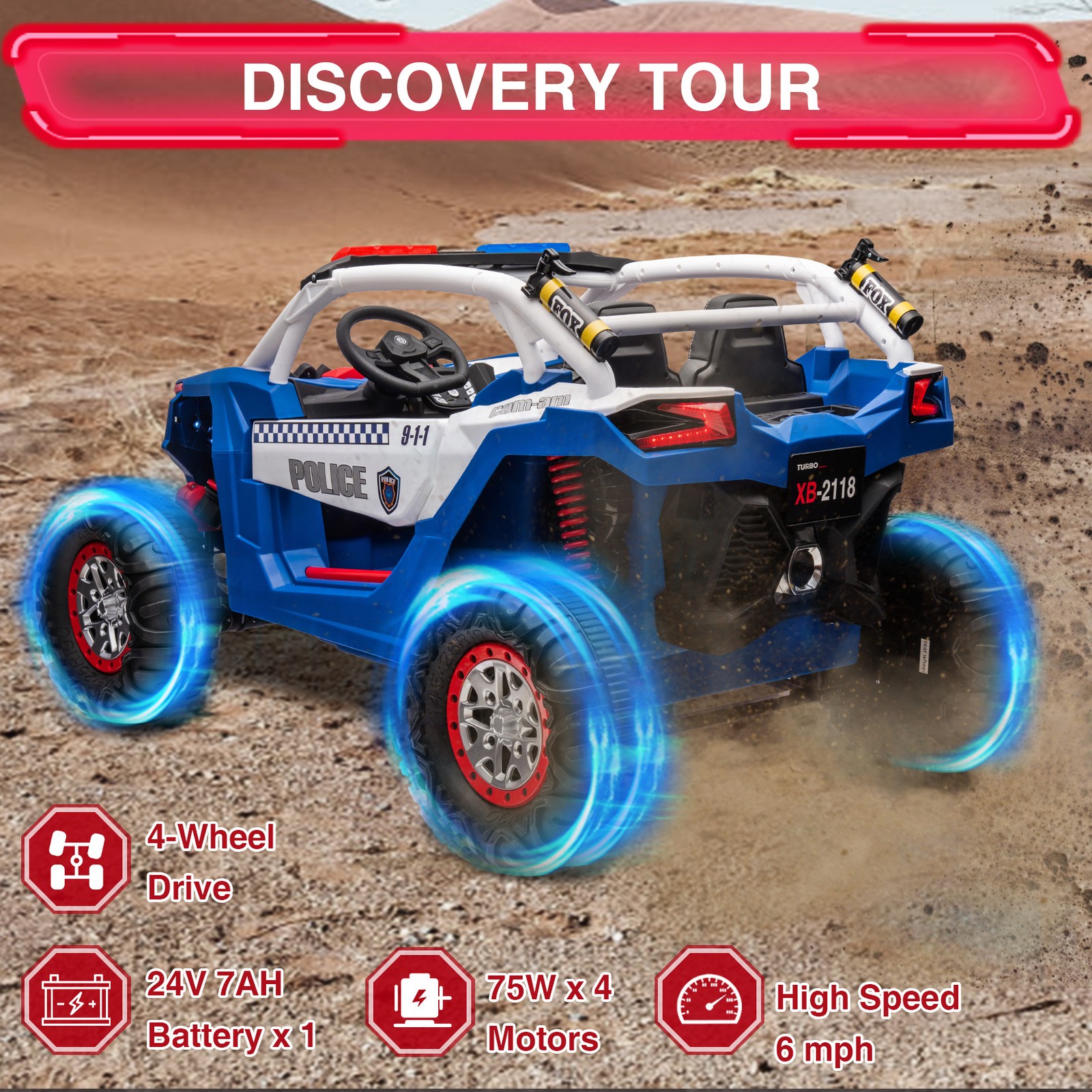 24V 2 Seater Kids Ride On UTV Car With Remote Control Powerful Electric Vehicle