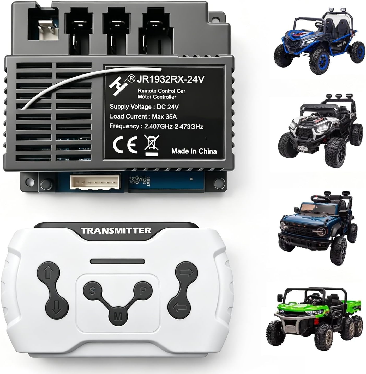 JR1932RX-24V 24V Power Wheels Receiver Control Box w/ 2.4G Remote Control Kit