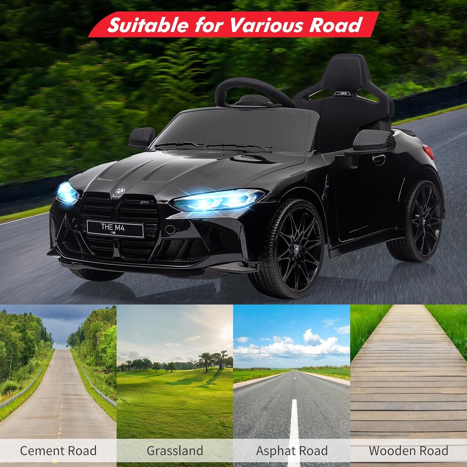 GARVEE 12V BMW M4 Licensed Kid Electric Car Remote Control Music USB LED Buttons