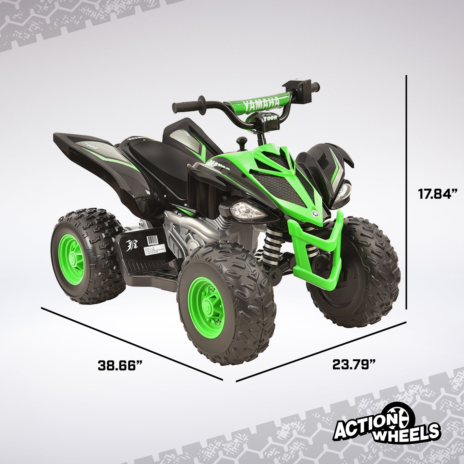 Kids Ride On Toy ATV Yamaha Raptor Quad Bike 12V Battery Powered Black Green