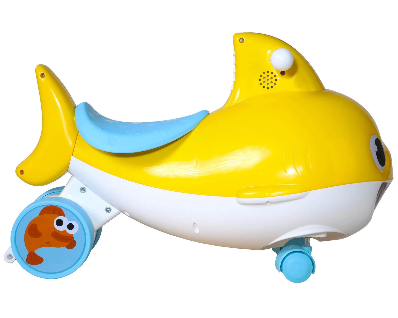 Kids Ride On Toy Yellow Baby Shark Foot-To-Floor Interactive Sounds Light