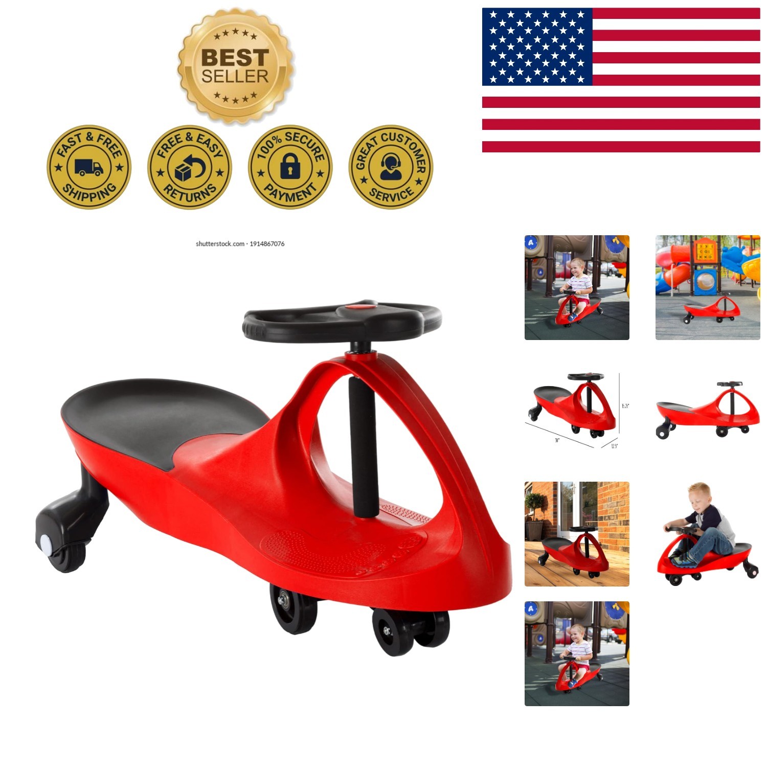 Wiggle Car Ride-On Toy – No Batteries, Gears or Pedals for Kids 3+ by Lil’ Rider