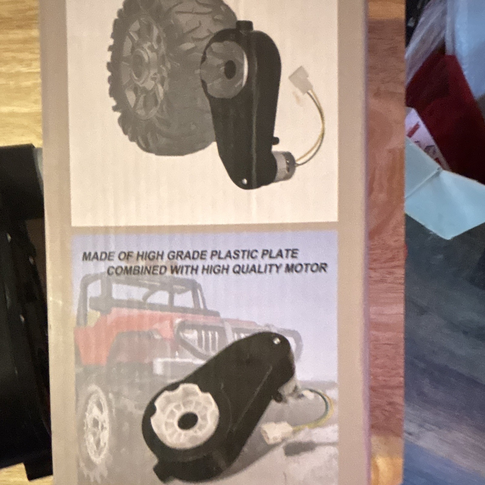 Power Wheels Ride-On Toy Replacement Motor Gearbox Assembly w/ Wiring Connectors