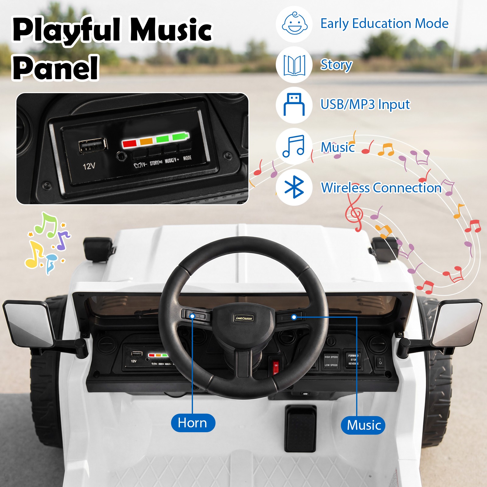 Licensed Toyota Ride On Truck w/Parent Remote Control, Spring Suspension, Light