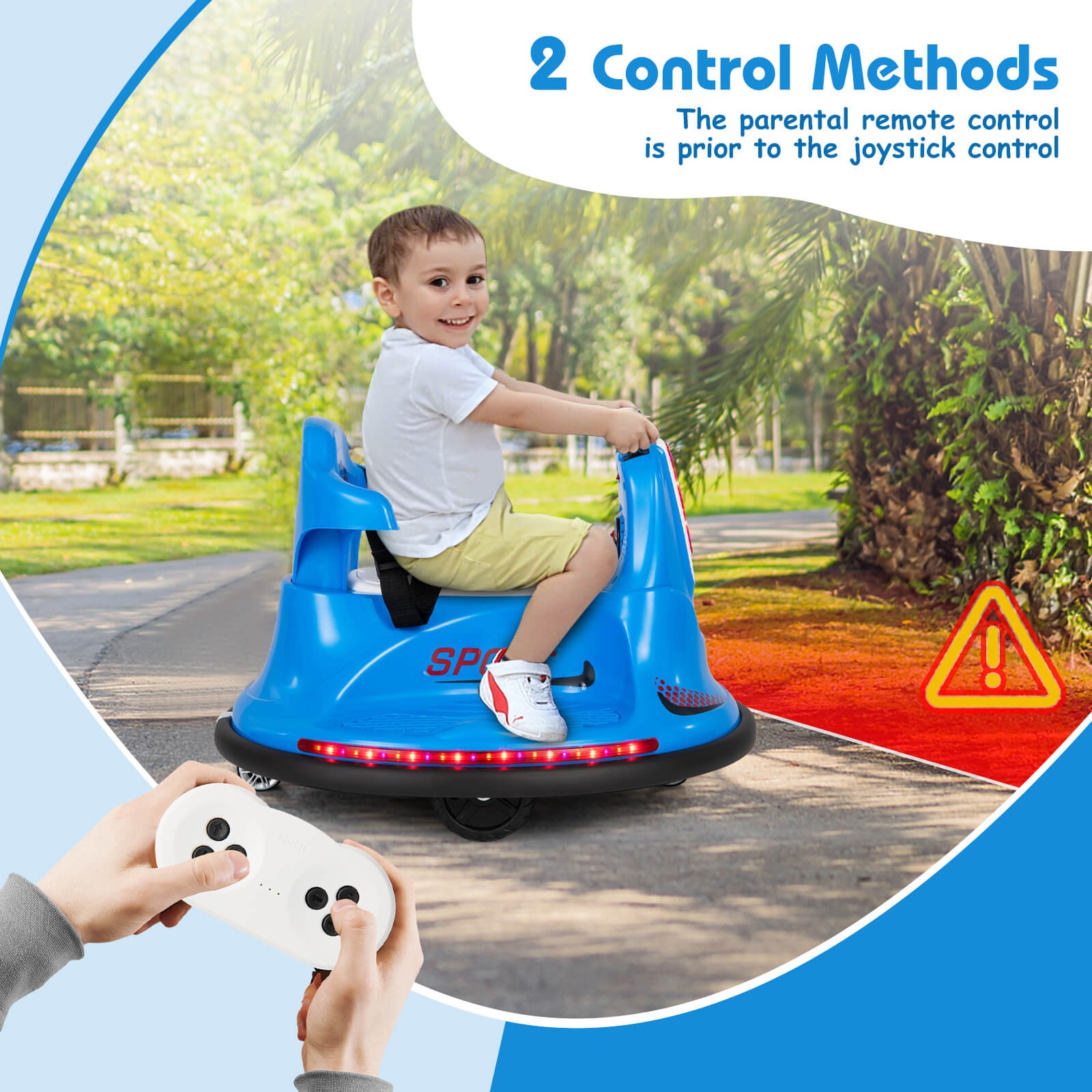 12V Kids Ride On Bumper Car Electric Toddlers Vehicle with Remote Control Blue