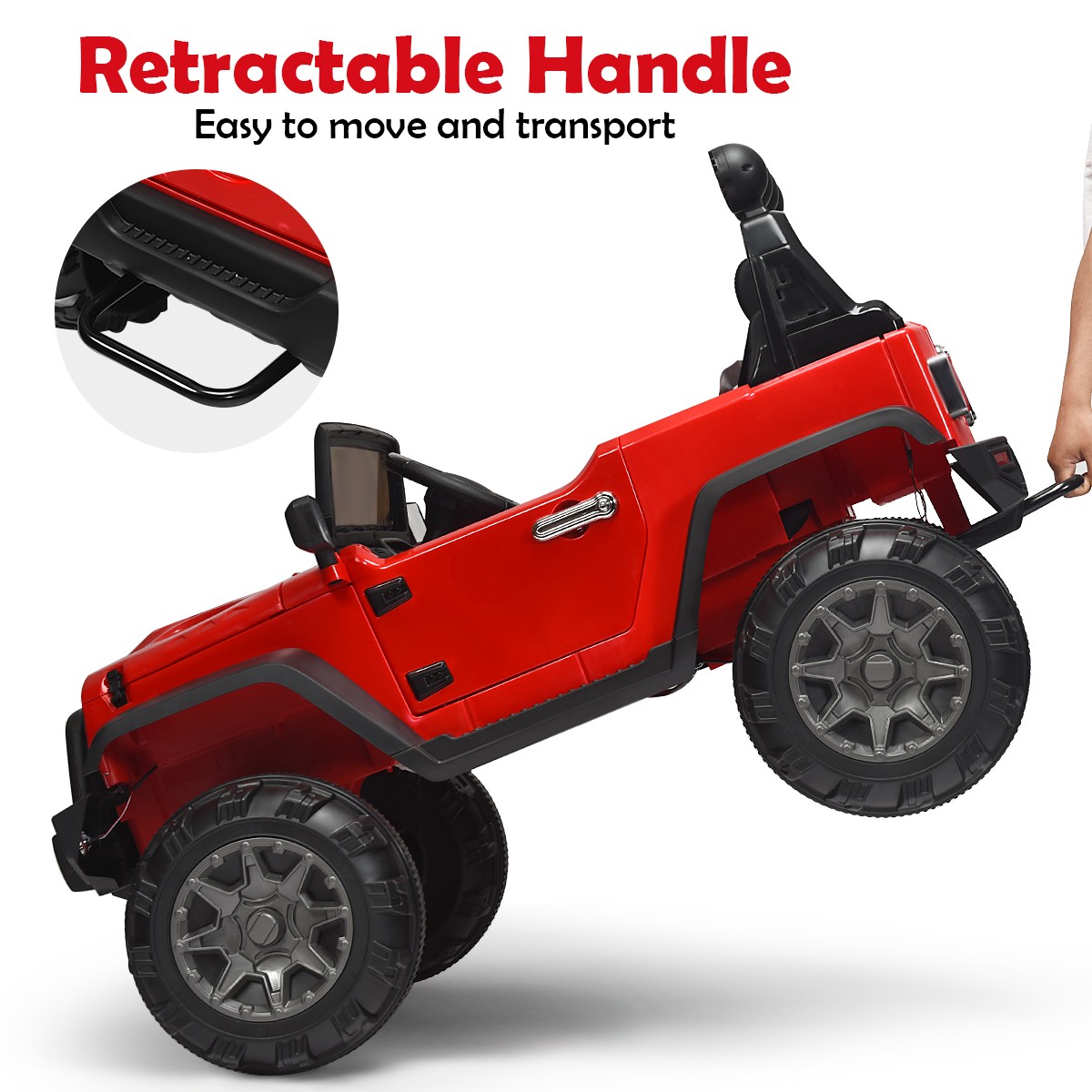 12V Kids Ride On Truck RC Car Spring Suspension w/ Light & Music Trunk Red